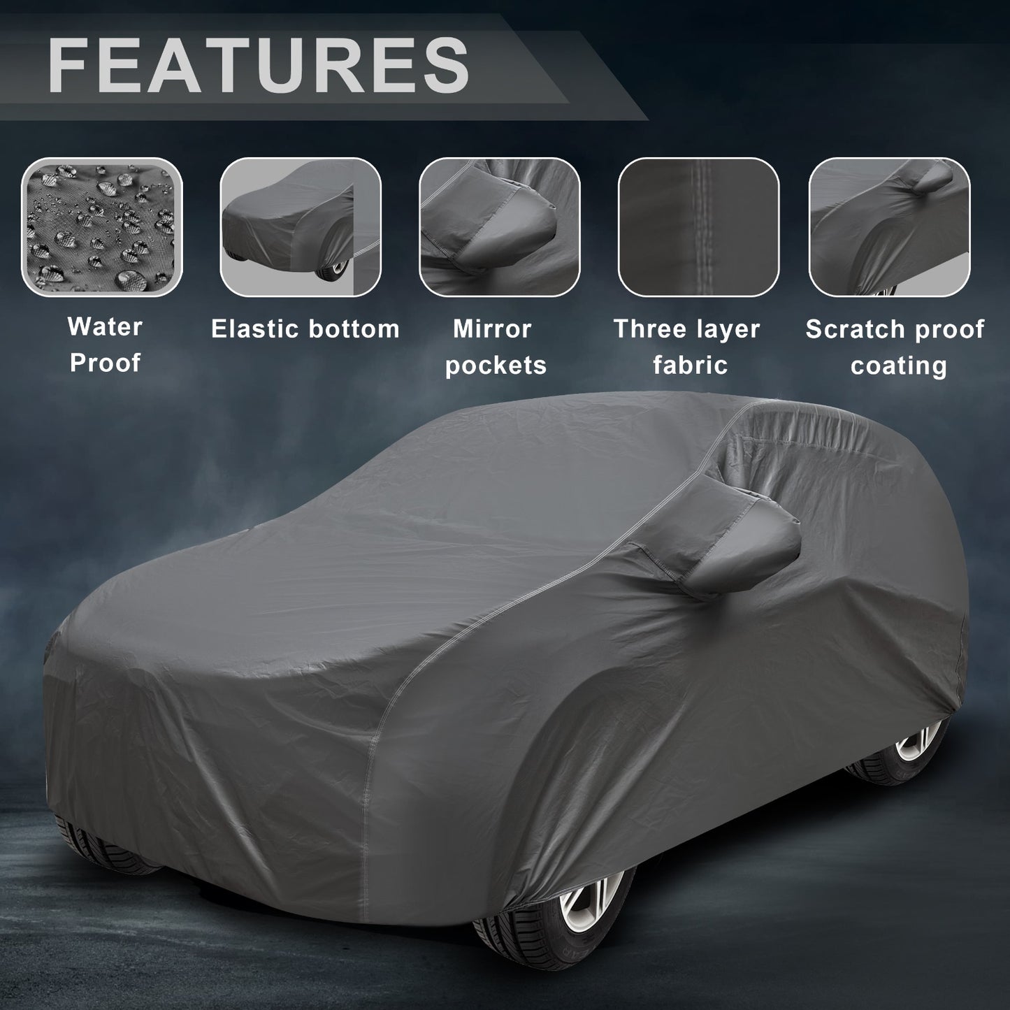 Waterproof Car Body Cover Grey