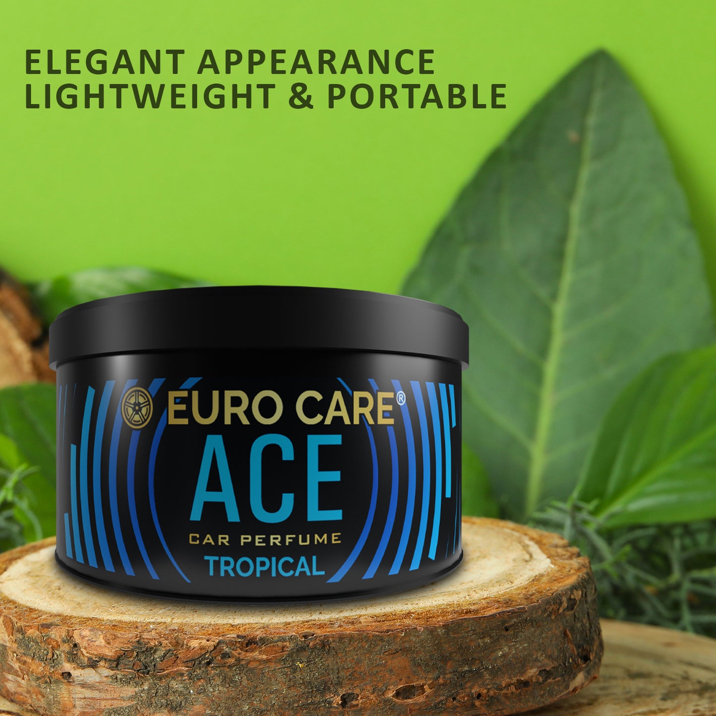Euro Care Car Air Freshener with Essential Oils Fragrance in Wooden Diffuser (60 G)
