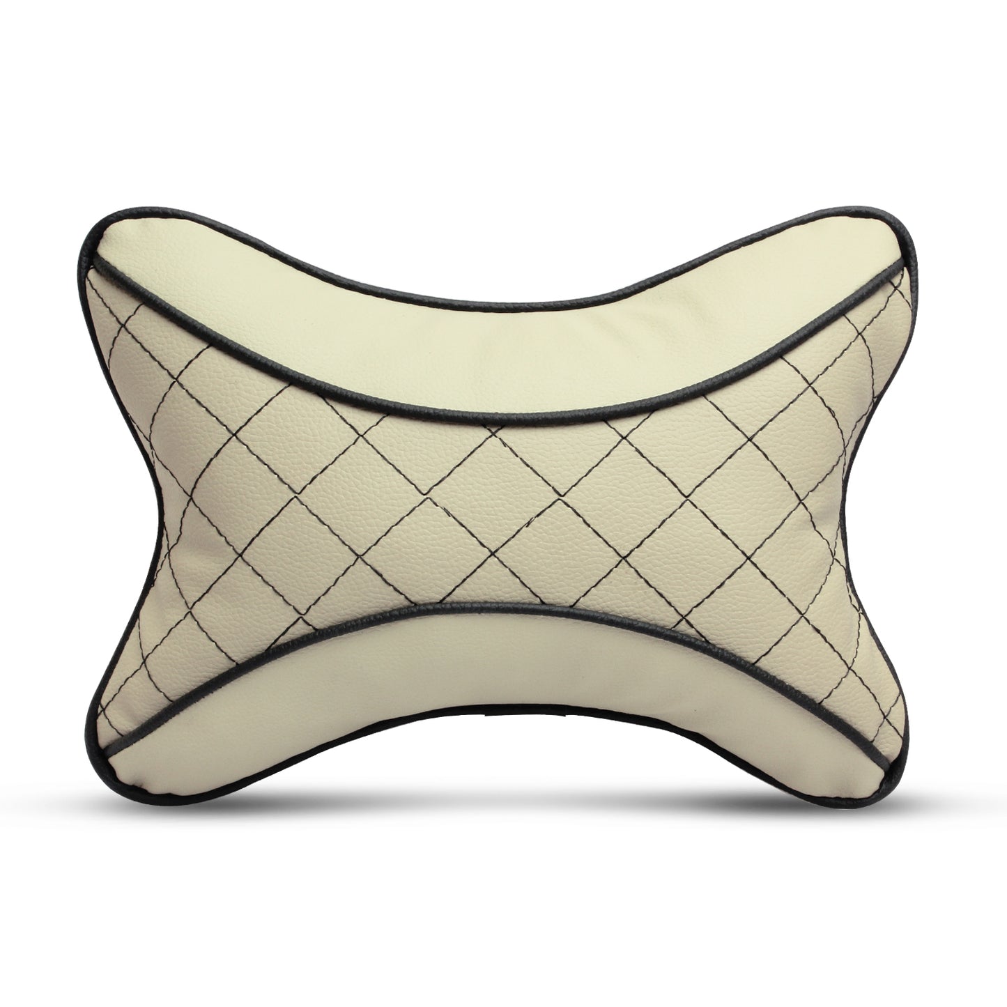 Auto Hub Beige Leatherite Car Neckrest Cushion Combo (Pack of 4)
