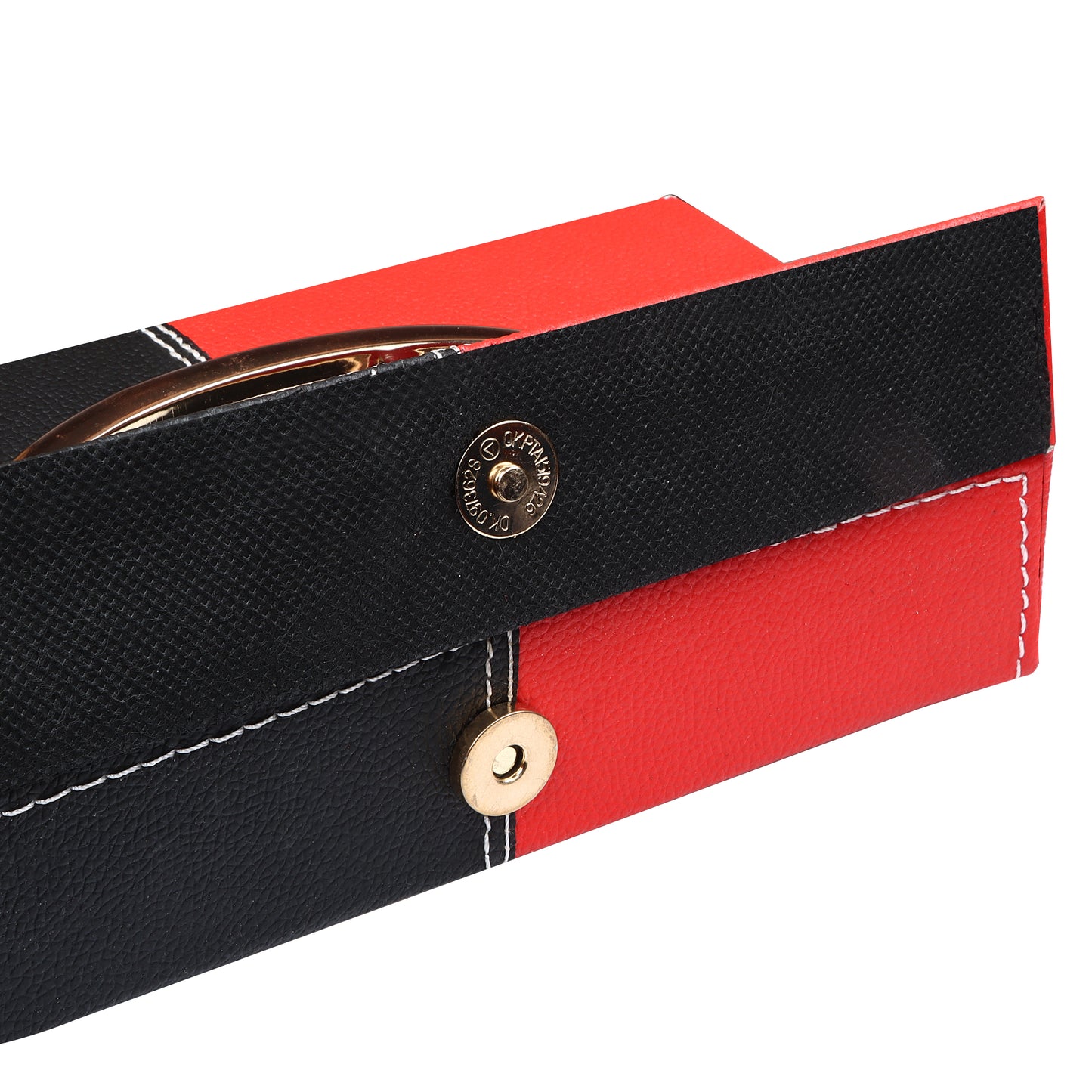Auto Hub Leather Car Tissue Holder Box for Car, Home, Office with 100 Tissue Pulls - Chrome -Black-Red