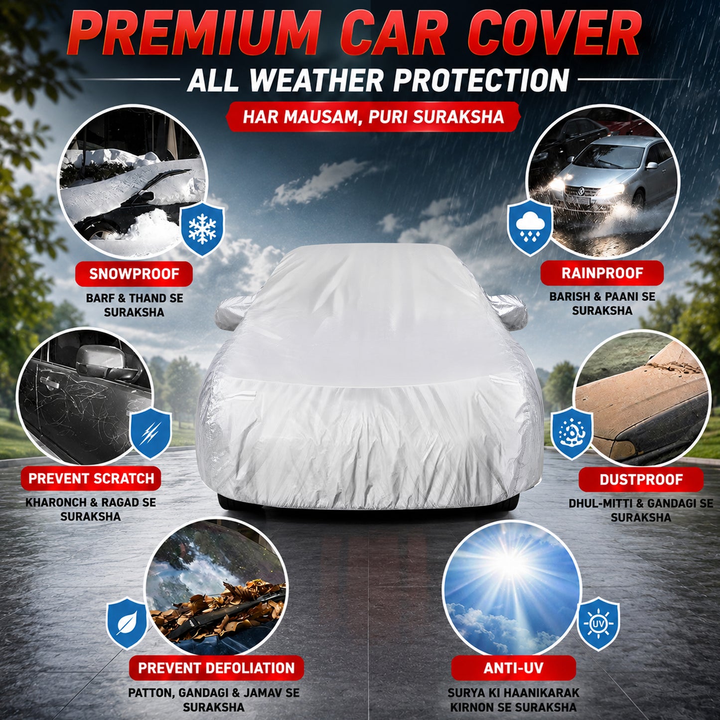 Waterproof Car Body Cover Titanium Waterproof Silver