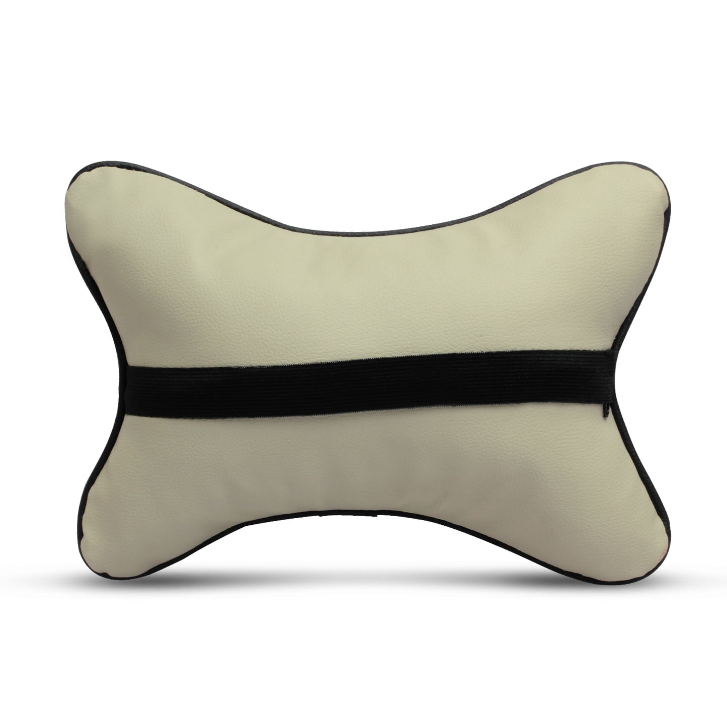 Auto Hub Beige Leatherite Car Neckrest Cushion Combo (Pack of 4)