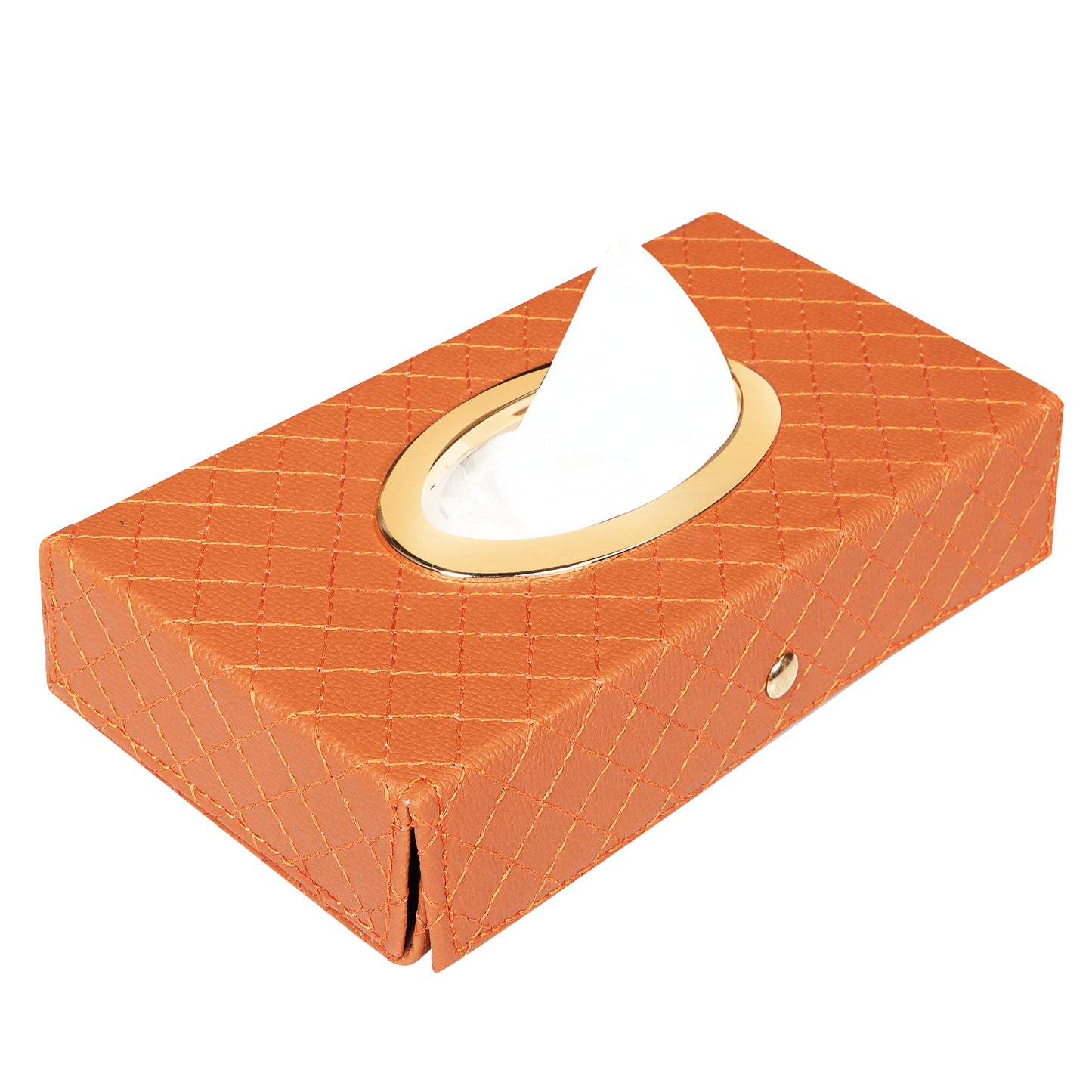 Auto Hub Leather Car Tissue Holder Box for Car, Home, Office with 100 Tissue Pulls - Cross -Tan