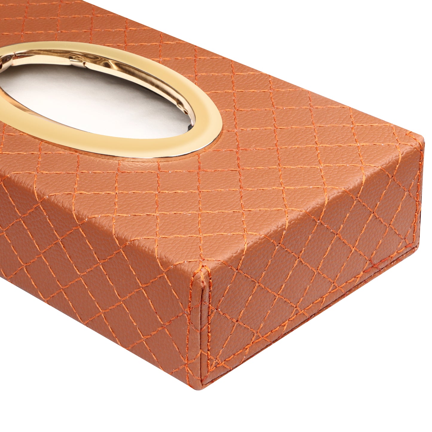 Auto Hub Leather Car Tissue Holder Box for Car, Home, Office with 100 Tissue Pulls - Cross -Tan