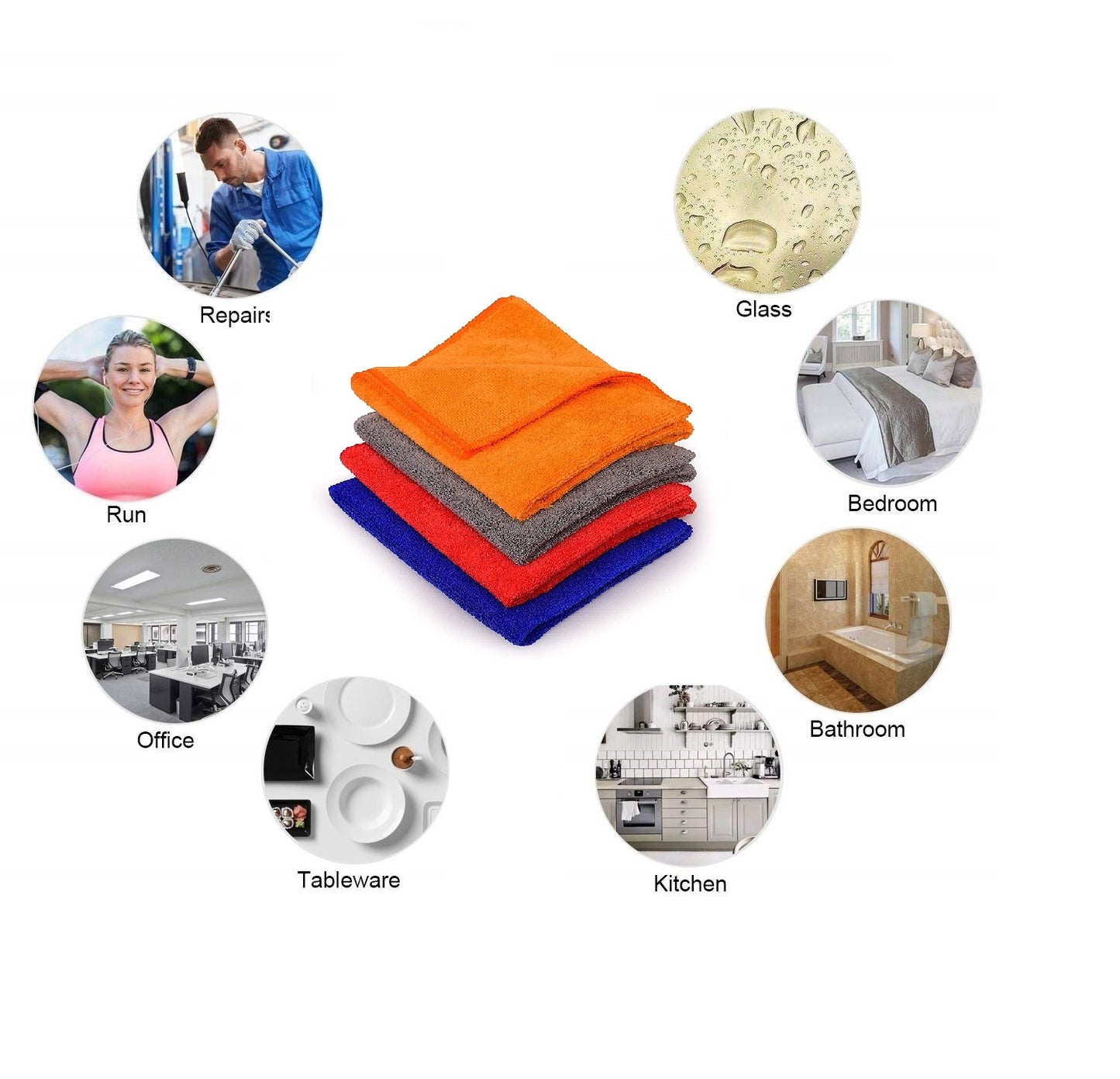 Multi Purpose 250GSM Microfiber cloth 40x40 CM Mix