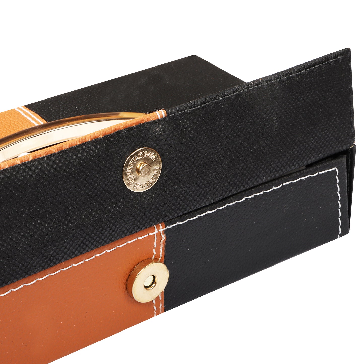 Auto Hub Leather Car Tissue Holder Box for Car, Home, Office with 100 Tissue Pulls - Chrome -Black-Tan