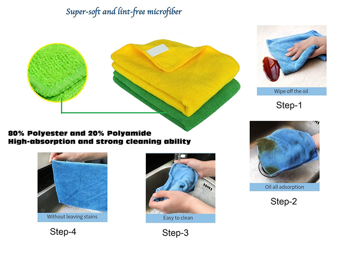 Multi Purpose 250GSM Microfiber cloth 40x40 CM Mix