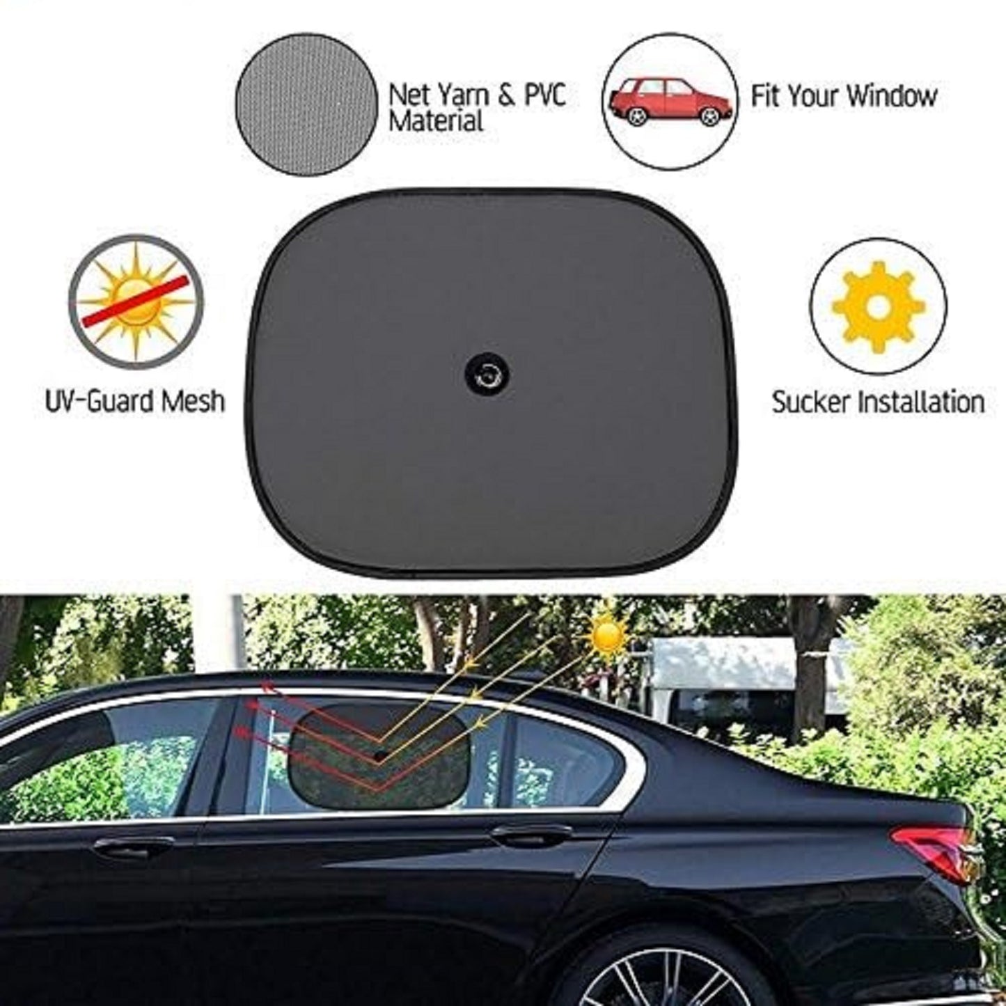 Car Side Windows Sun Shade (4-Pack Black)