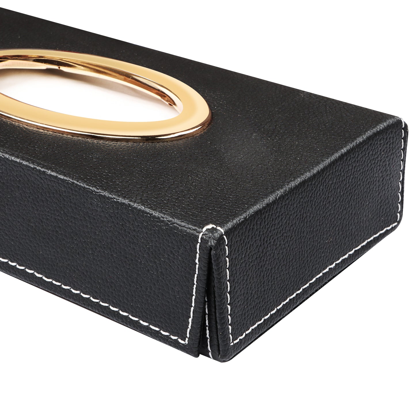 Auto Hub Leather Car Tissue Holder Box for Car, Home, Office with 100 Tissue Pulls - Chrom -Black