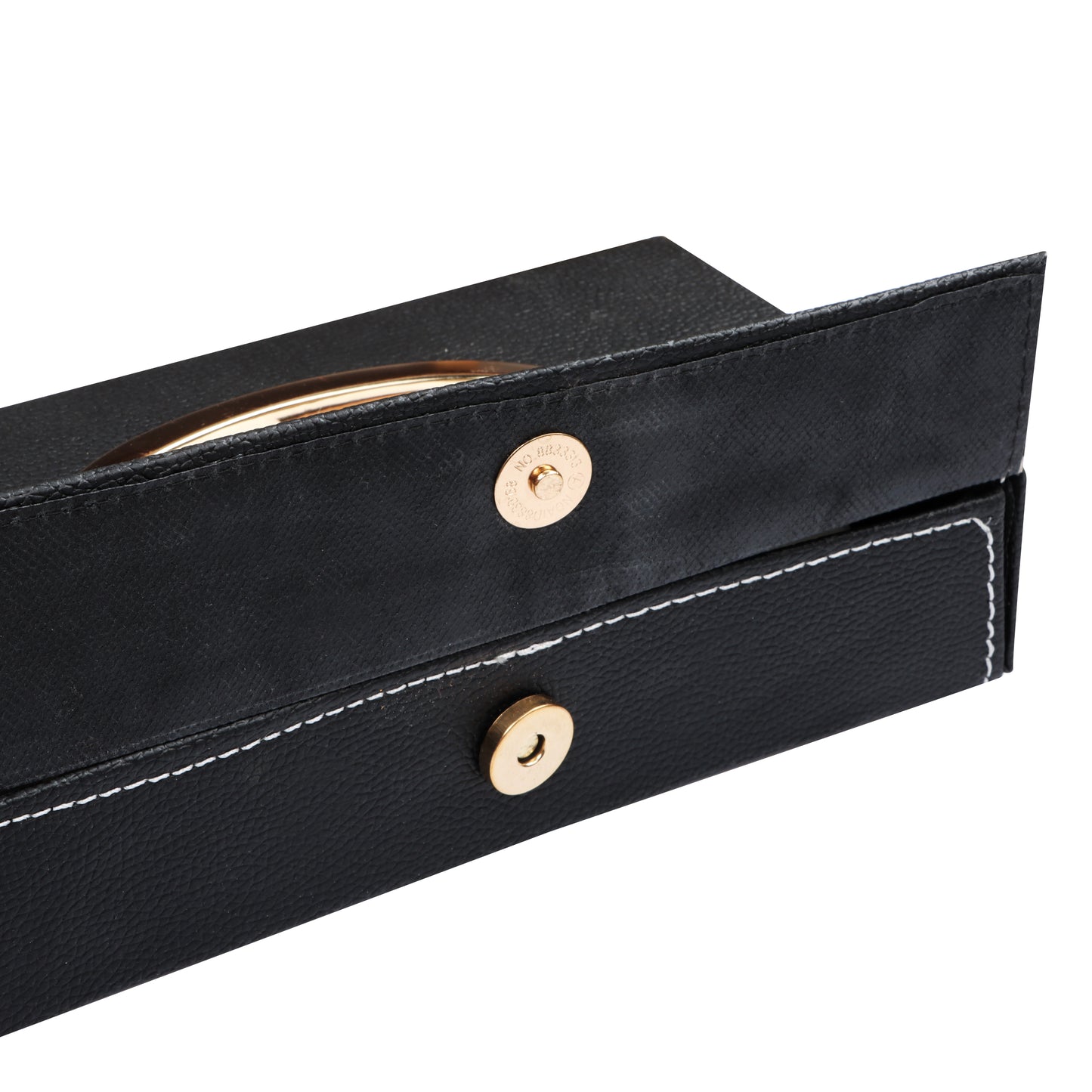 Auto Hub Leather Car Tissue Holder Box for Car, Home, Office with 100 Tissue Pulls - Chrom -Black