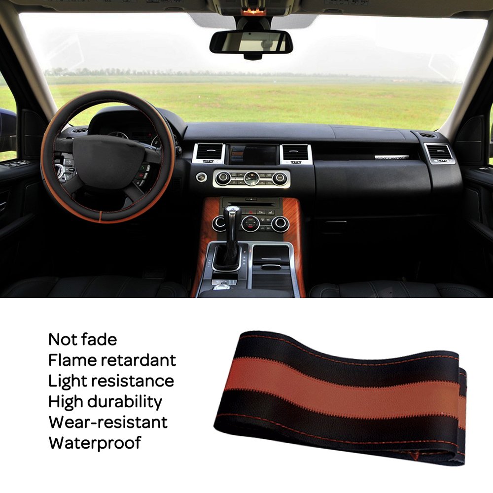 Car Steering Cover For All Cars - Black-Tan
