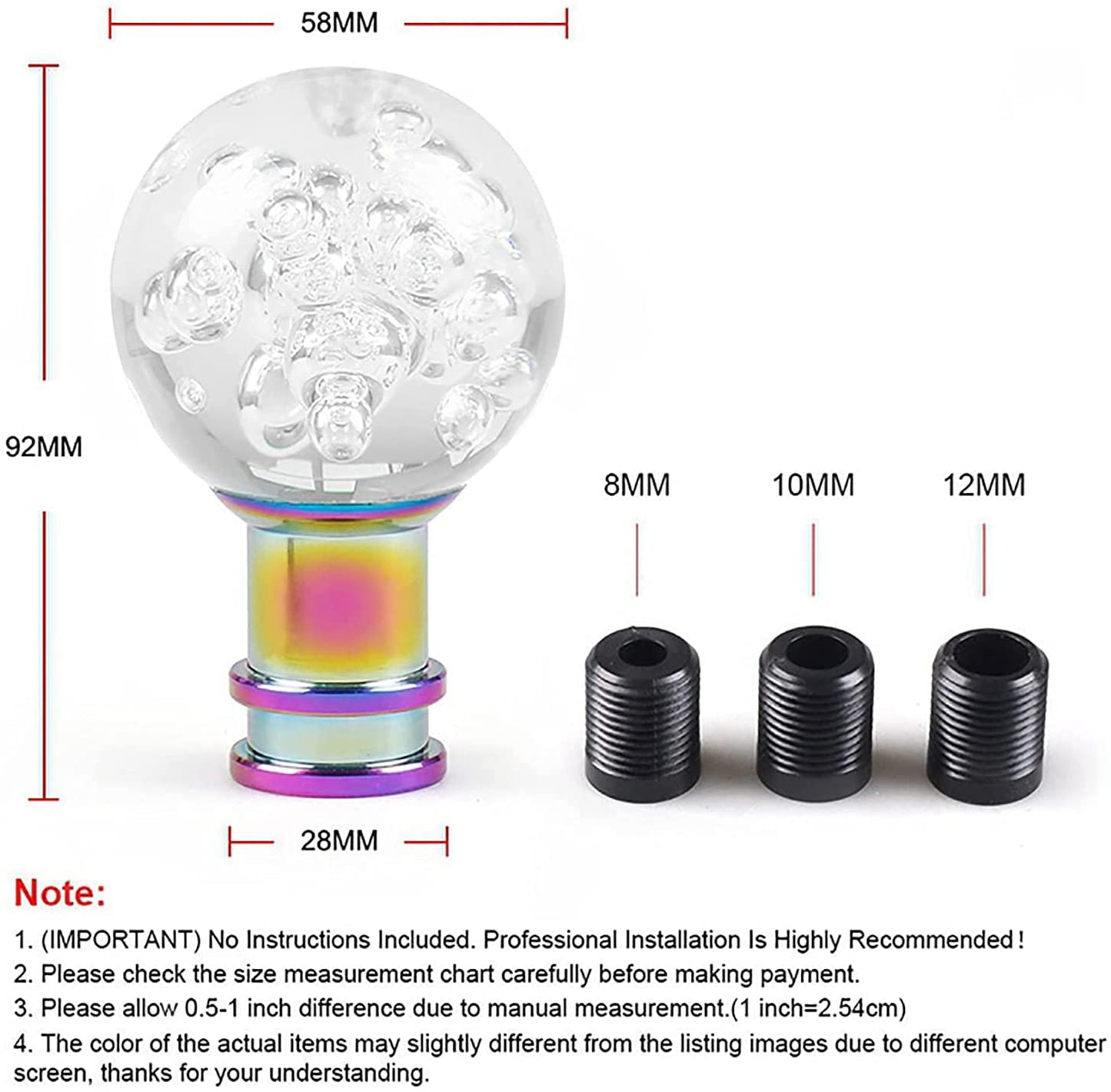 Car Gear Shifter Lever Crystal White Round