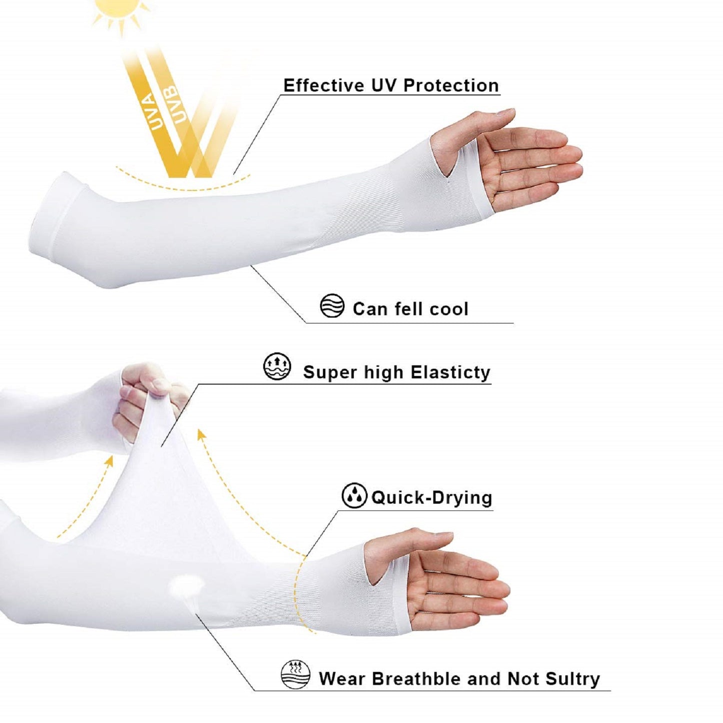 Arm Sleeves for Men & Women White