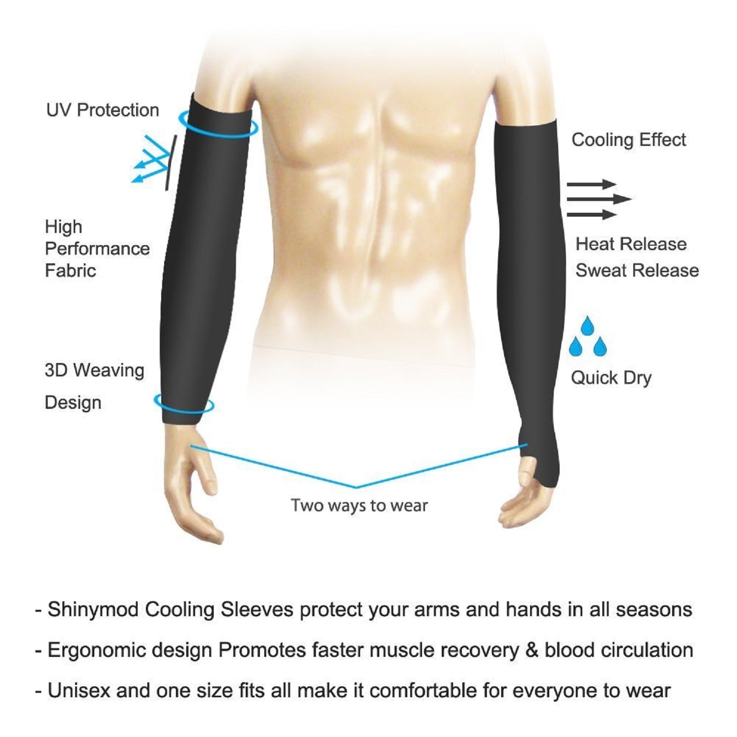 Arm Sleeves for Men & Women Black