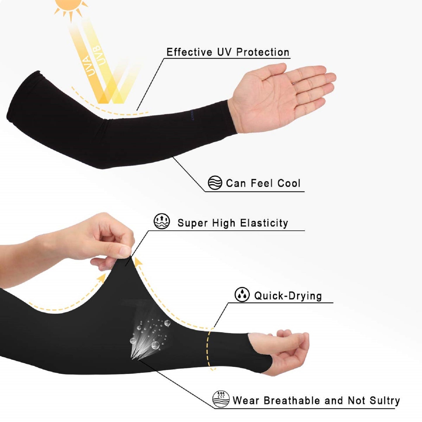 Arm Sleeves for Men & Women Black
