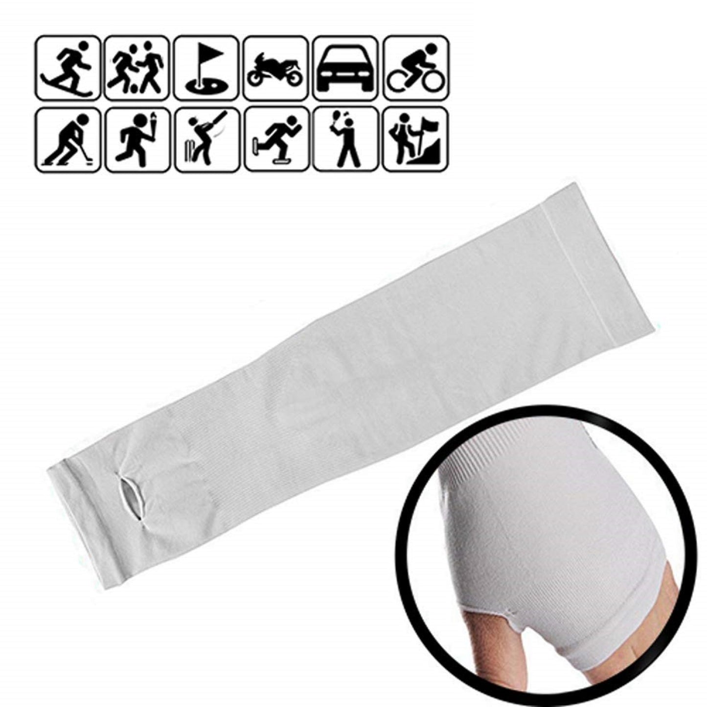 Arm Sleeves for Men & Women White