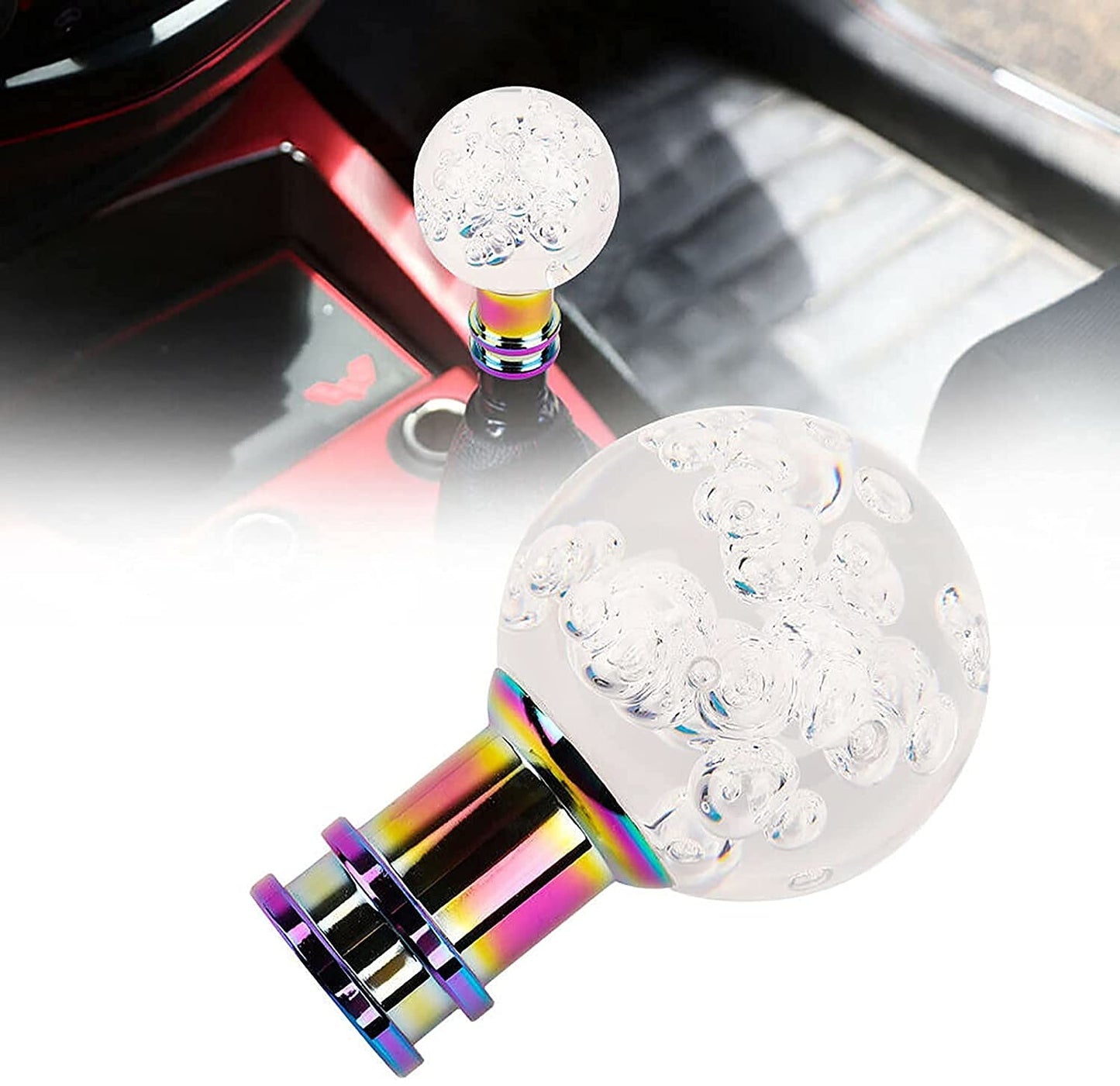 Car Gear Shifter Lever Crystal White Round
