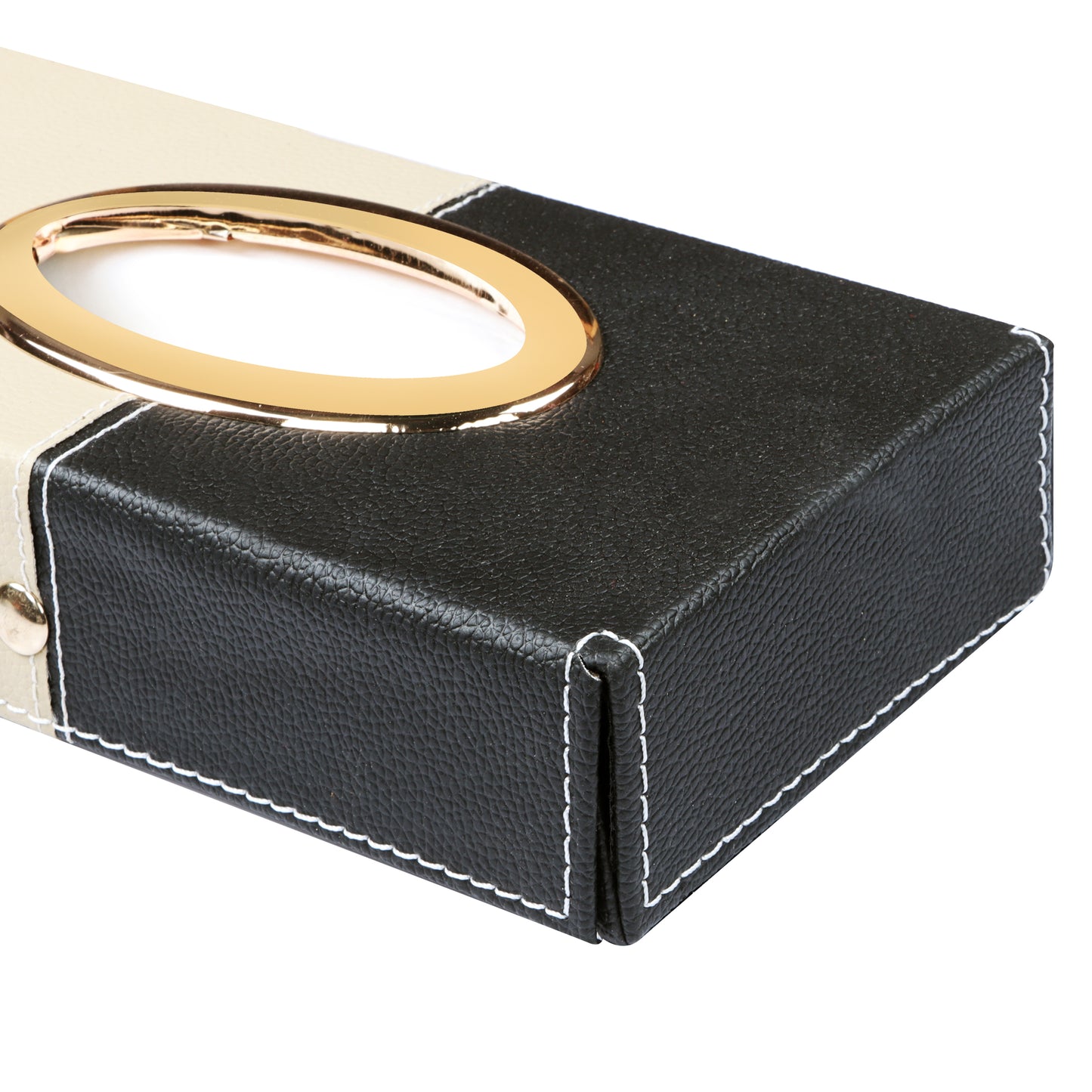 Auto Hub Leather Car Tissue Holder Box for Car, Home, Office with 100 Tissue Pulls - Chrome -Beige-Black