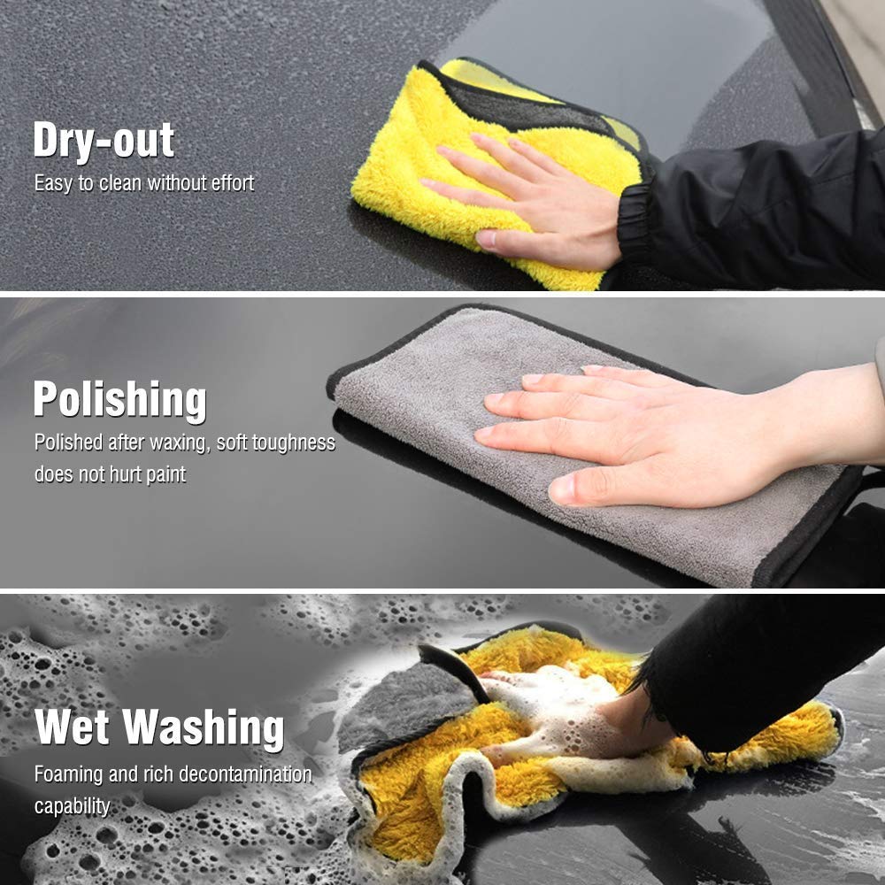 Thick Plush 800GSM Microfiber cloth 40x40 CM Pack of 3 Mix