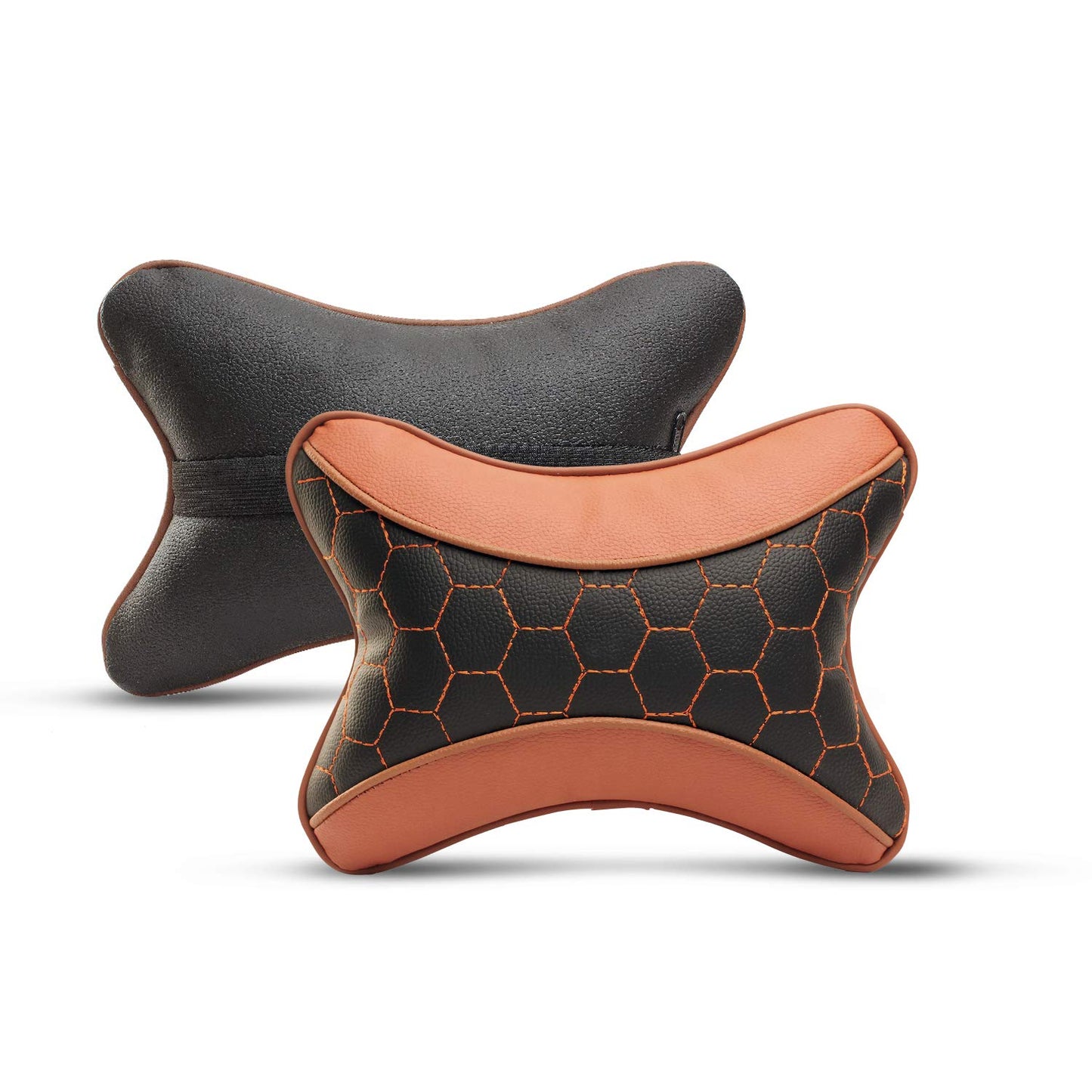 Auto Hub Faux Leather Car Neck Rest for All Cars for Neck Support Car Cushion for Headrest- Pack of 2