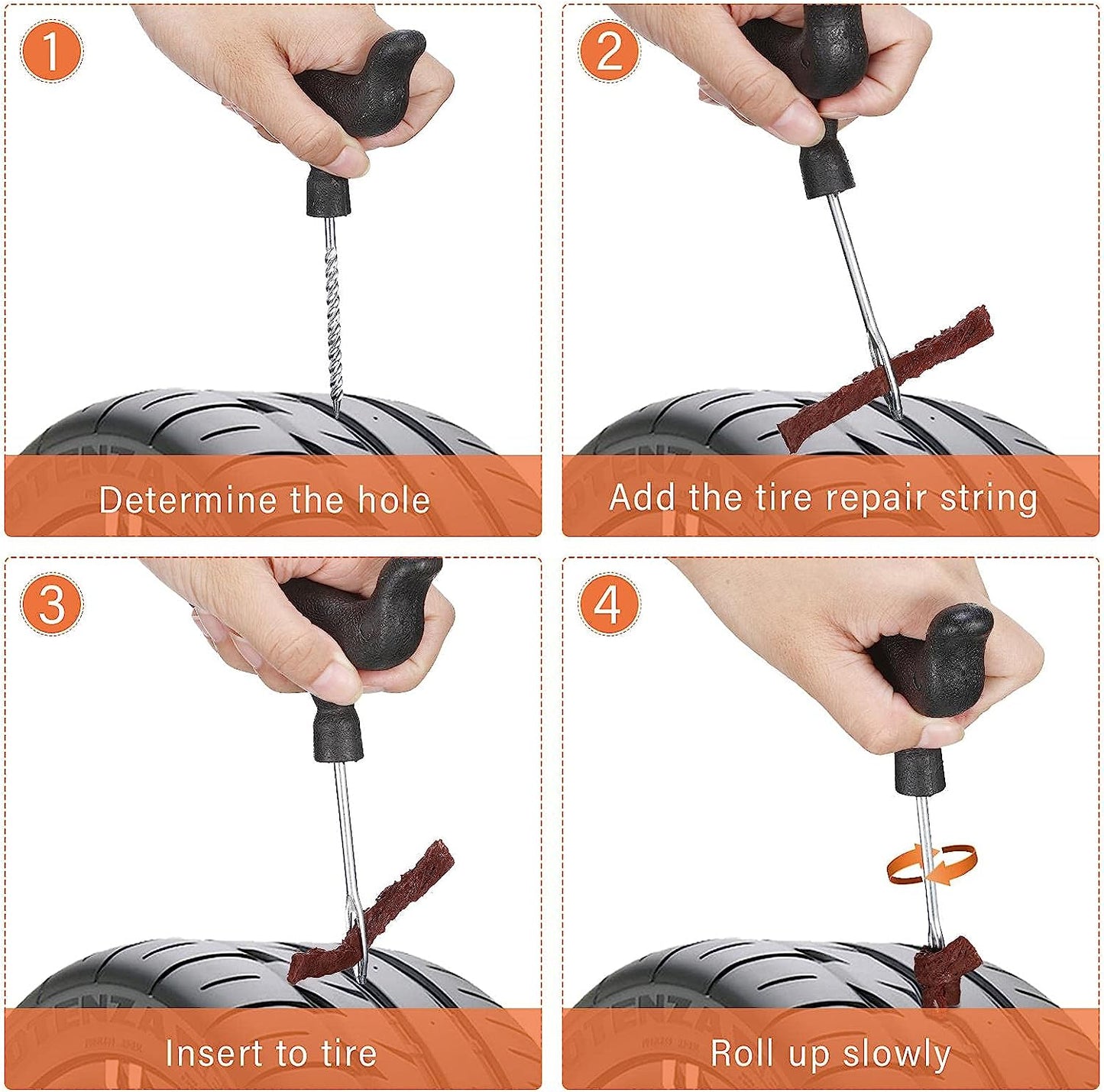 Auto Hub Tubeless Tyre Puncture Repair Kit for Car & Bike, Car Puncture Kit includes Plier and Puncture Strips