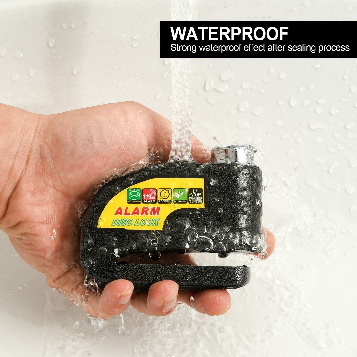 Auto Hub Alloy Motorcycle/Bike Brake Disc Security Alarm Lock Padlock, Black