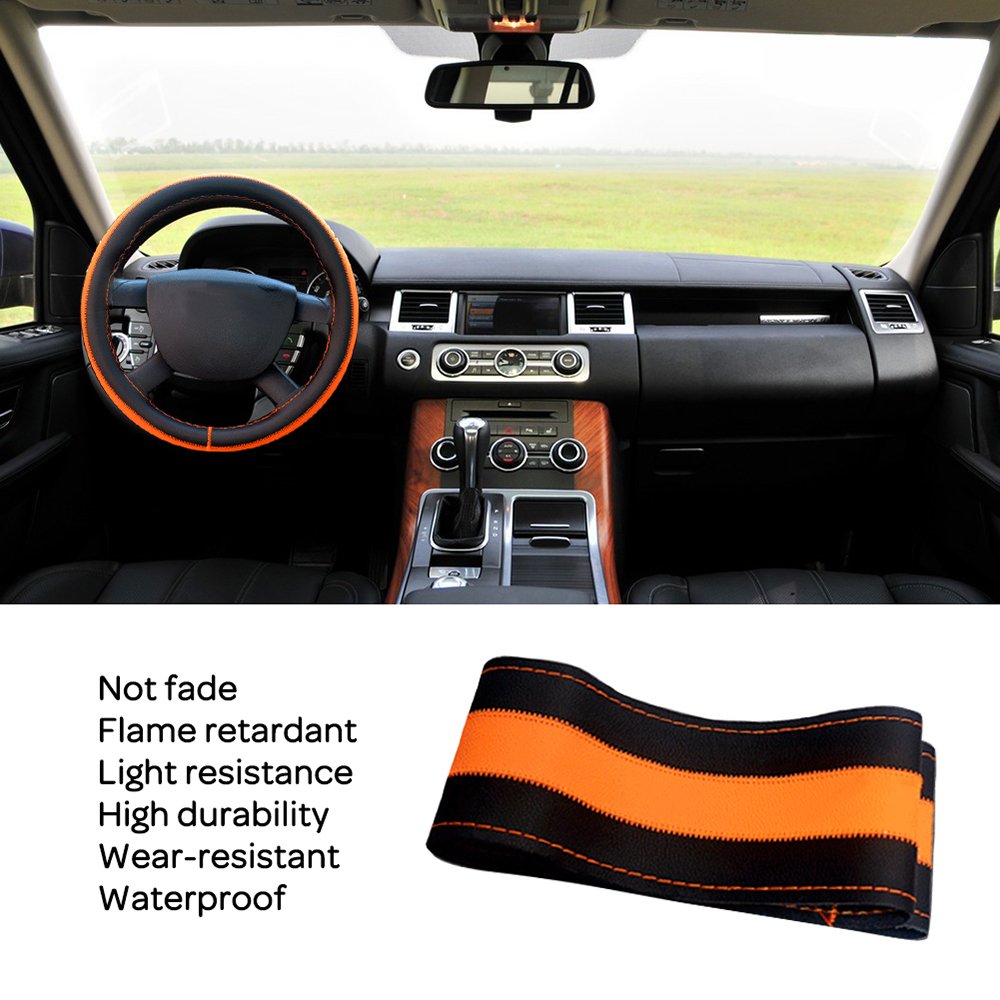 Car Steering Cover For All Cars- Beige-Black