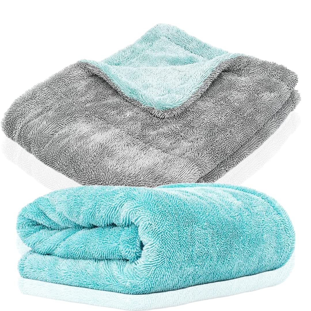 Auto Hub Heavy Microfiber Cloth for Car Cleaning and Detailing, Double Sided, Extra Thick Plush Microfiber Towel Lint-Free, 1200 GSM