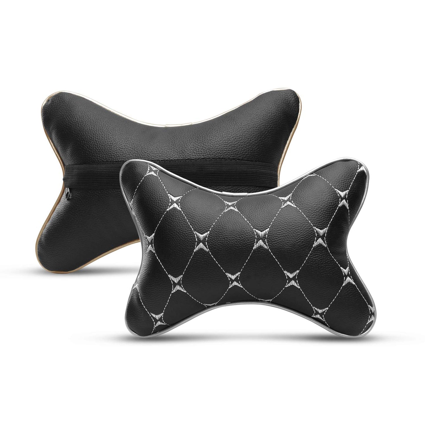 Auto Hub Faux Leather Car Neck Rest for All Cars for Neck Support Car Cushion for Headrest- Pack of 2
