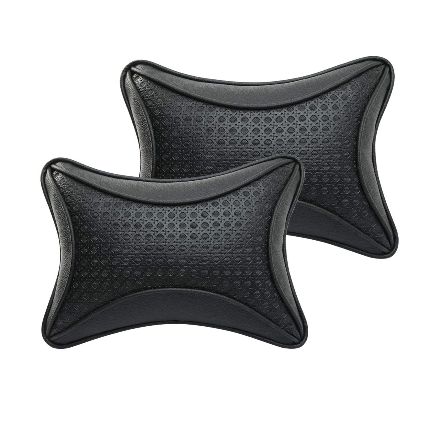 Auto Hub Car Faux Leather Neck Rest Pillow / Cushion for All Cars- Pack of 2