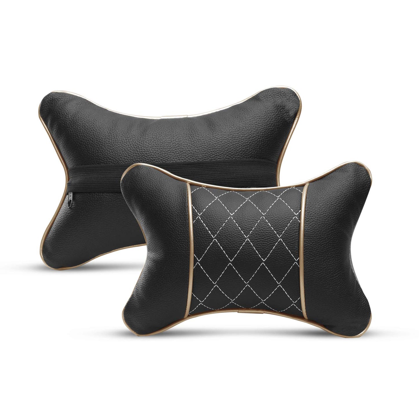 Auto Hub Faux Leather Car Neck Rest for All Cars for Neck Support Car Cushion for Headrest- Pack of 2