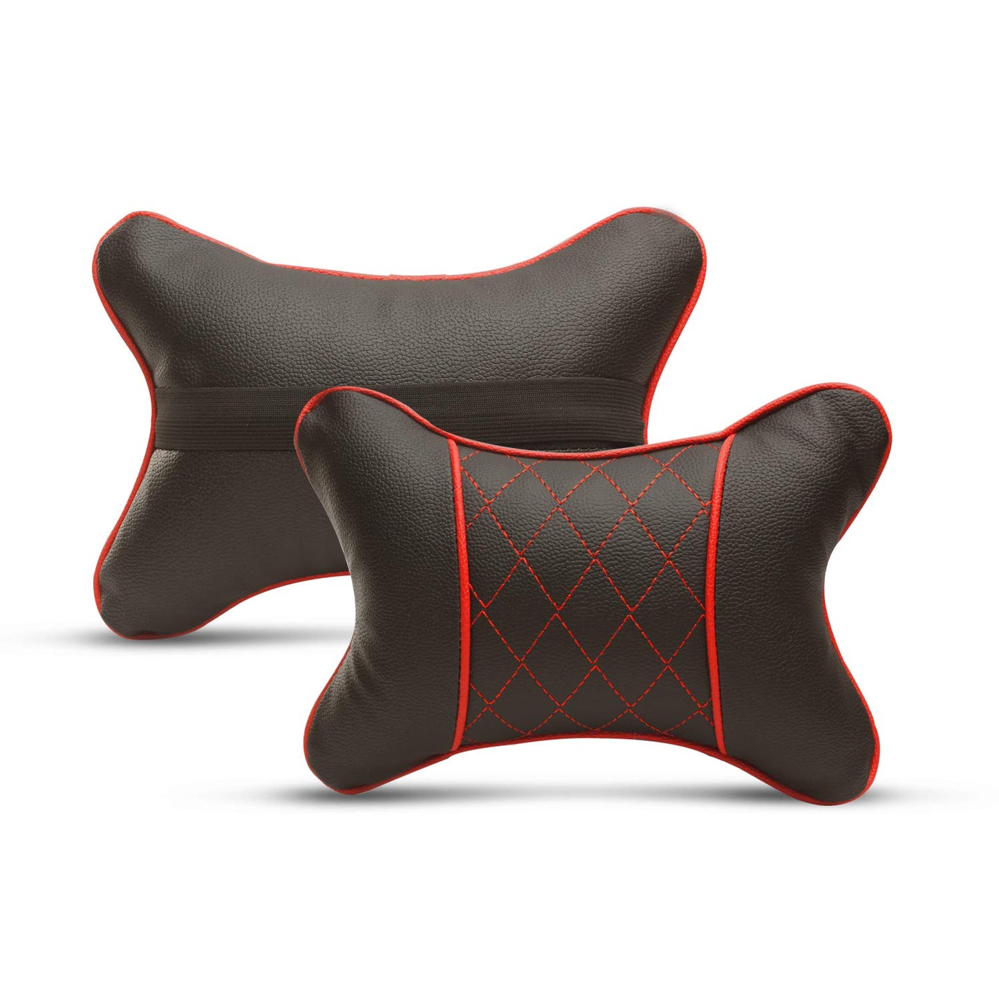 Auto Hub Faux Leather Car Neck Rest for All Cars for Neck Support Car Cushion for Headrest- Pack of 2