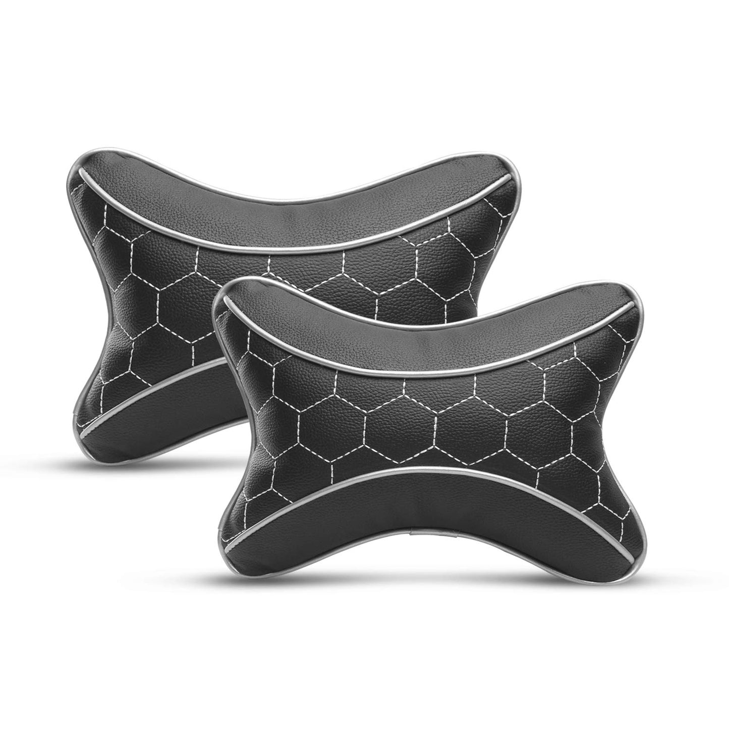 Auto Hub Faux Leather Car Neck Rest for All Cars for Neck Support Car Cushion for Headrest- Pack of 2