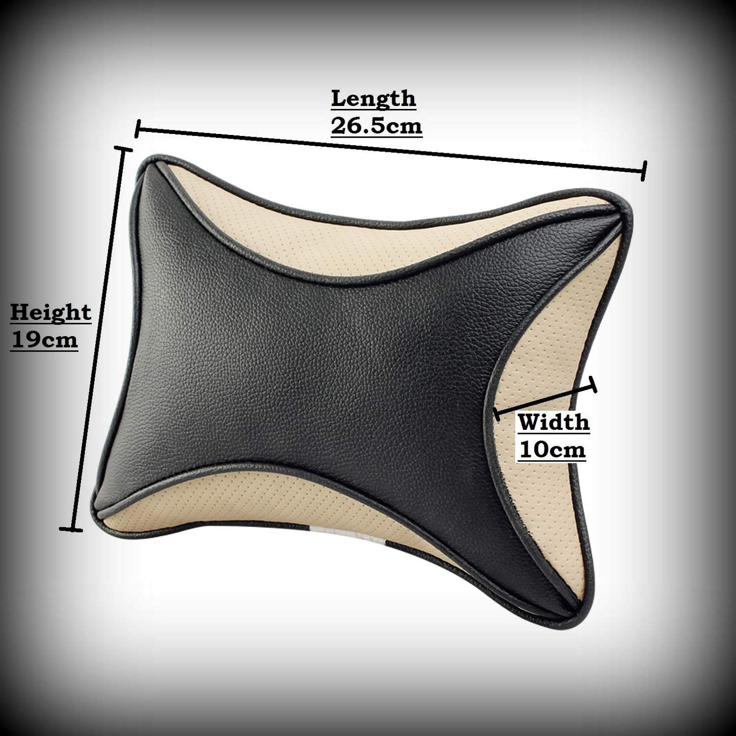 Auto Hub Car Faux Leather Neck Rest Pillow / Cushion for All Cars- Pack of 2