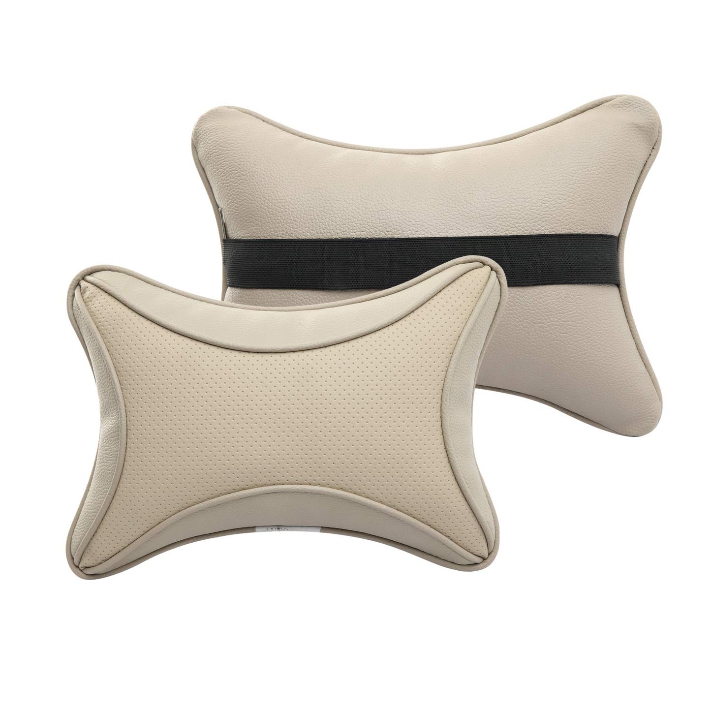 Auto Hub Car Faux Leather Neck Rest Pillow / Cushion for All Cars- Pack of 2