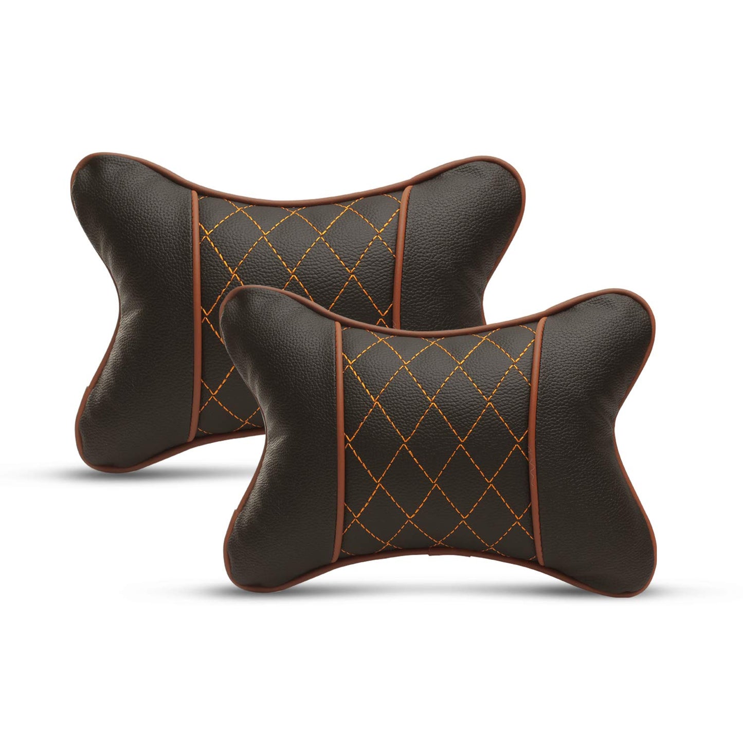Auto Hub Faux Leather Car Neck Rest for All Cars for Neck Support Car Cushion for Headrest- Pack of 2