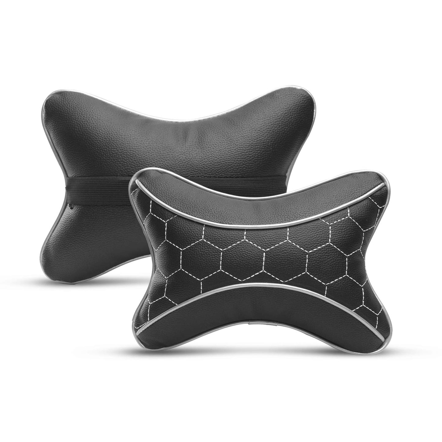 Auto Hub Faux Leather Car Neck Rest for All Cars for Neck Support Car Cushion for Headrest- Pack of 2