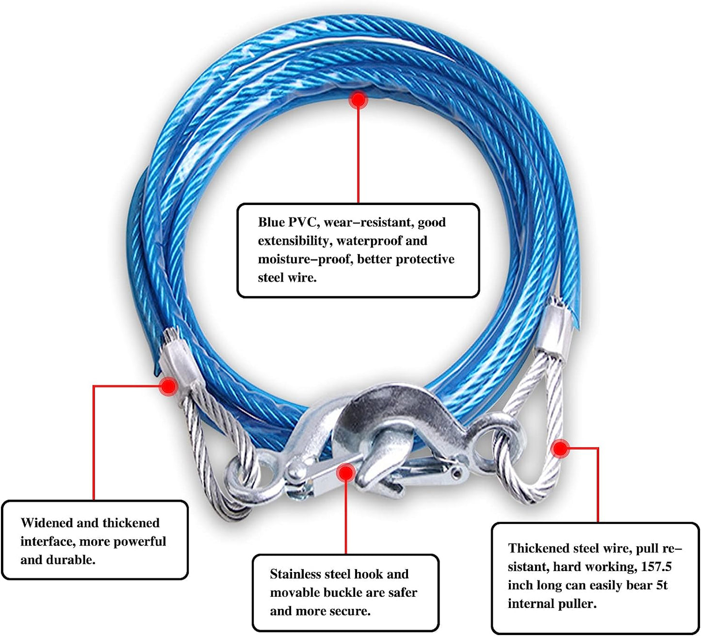 Auto Hub Towing Cable for Car . 5 ton- Tow Rope, Car Towing Cable