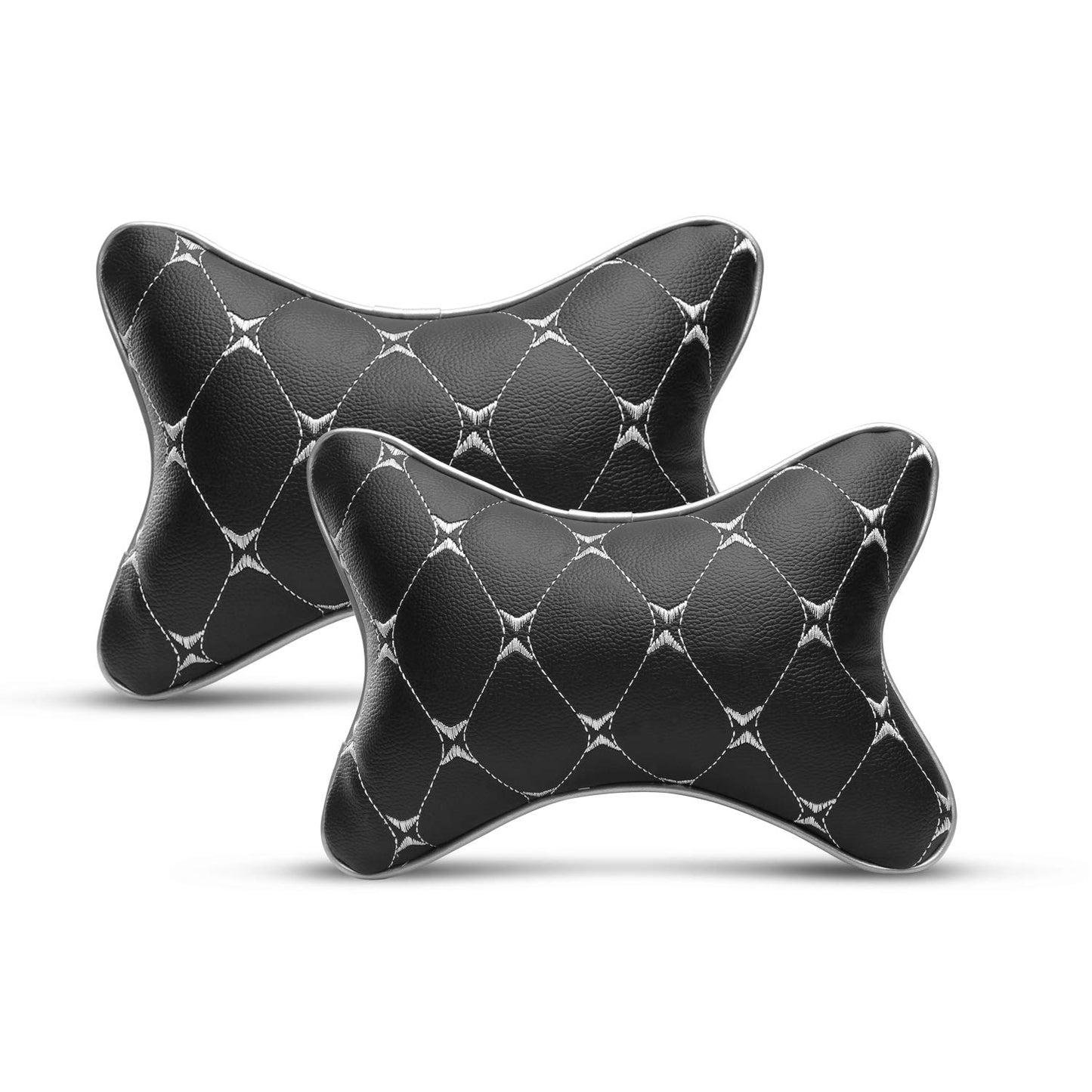 Auto Hub Faux Leather Car Neck Rest for All Cars for Neck Support Car Cushion for Headrest- Pack of 2