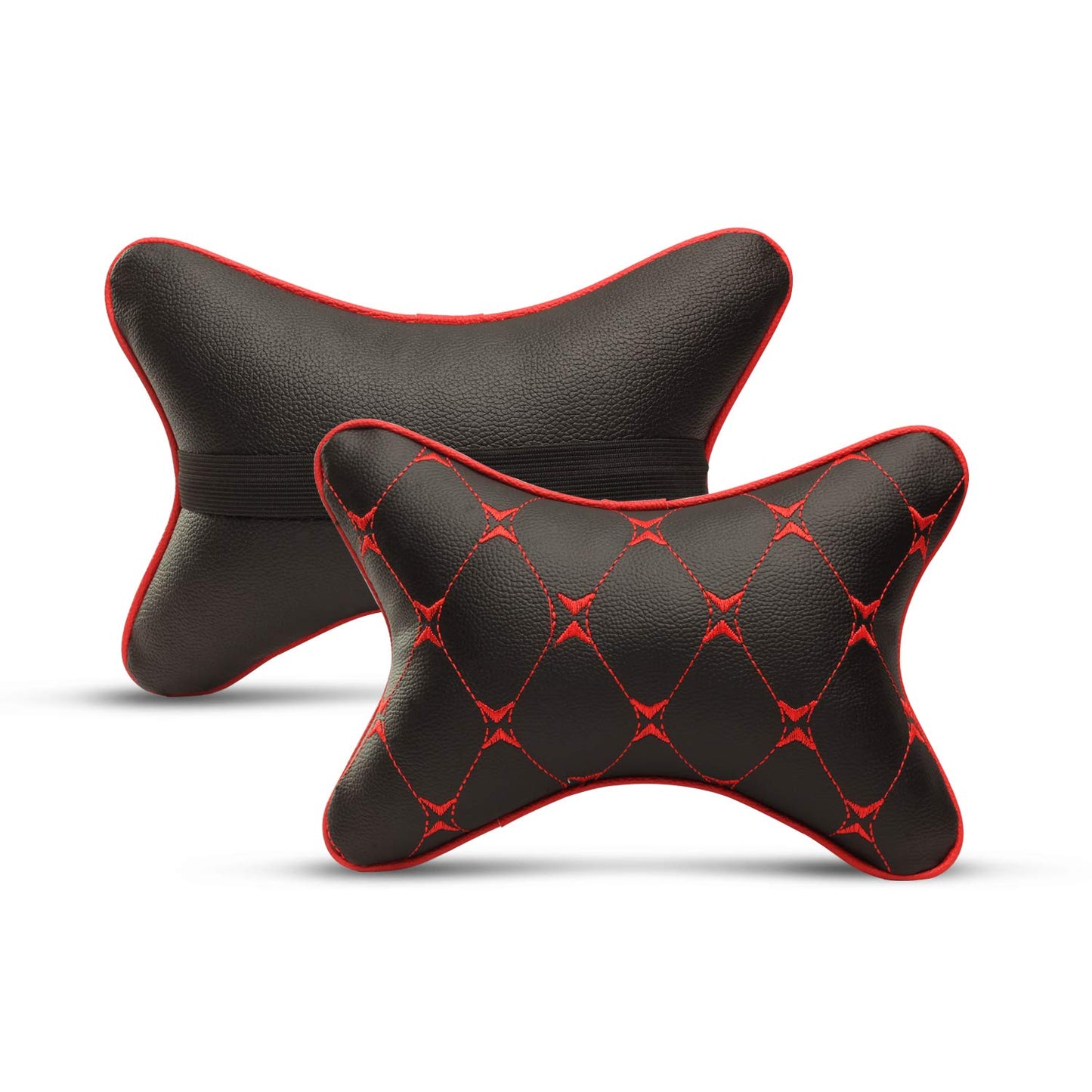 Auto Hub Faux Leather Car Neck Rest for All Cars for Neck Support Car Cushion for Headrest- Pack of 2