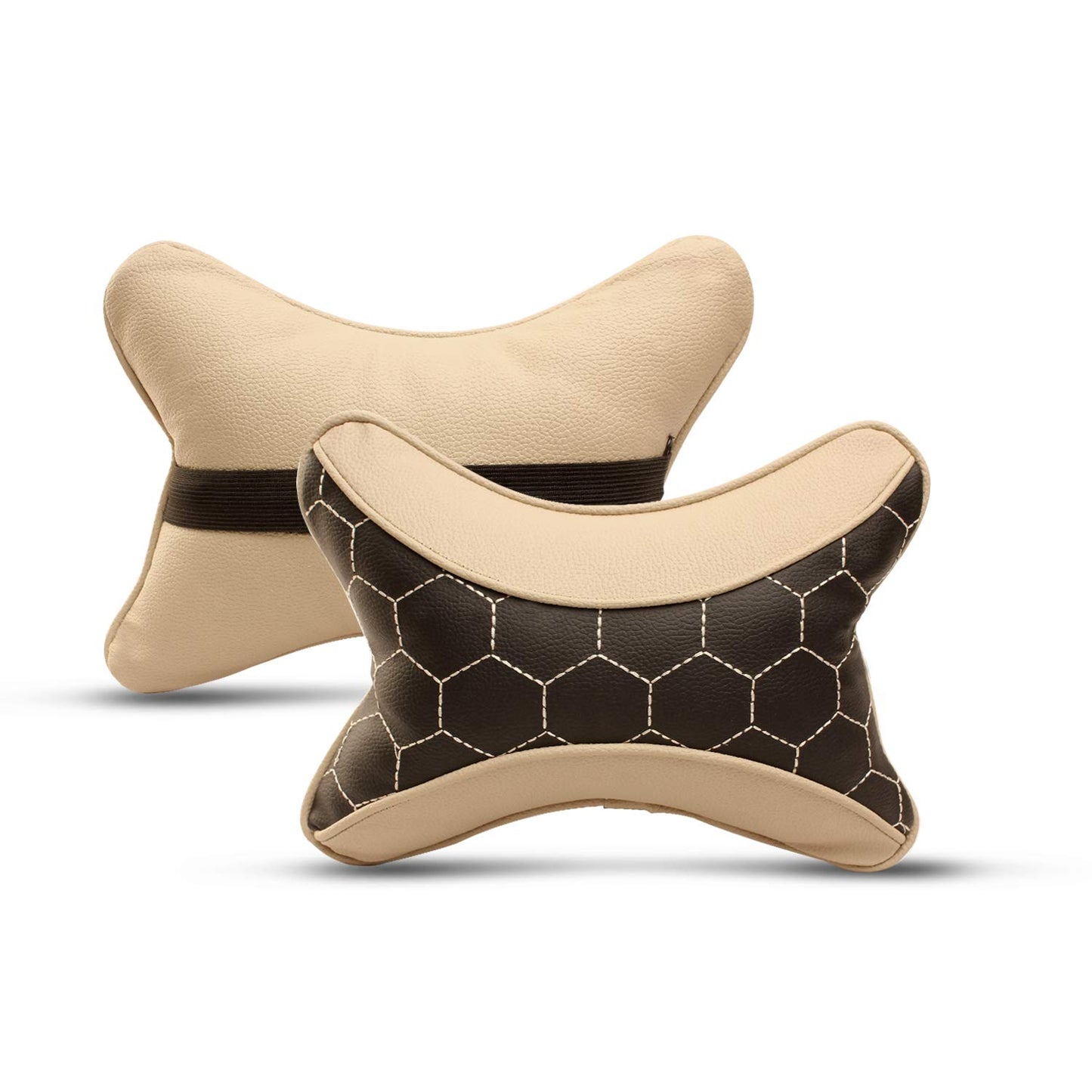 Auto Hub Faux Leather Car Neck Rest for All Cars for Neck Support Car Cushion for Headrest- Pack of 2