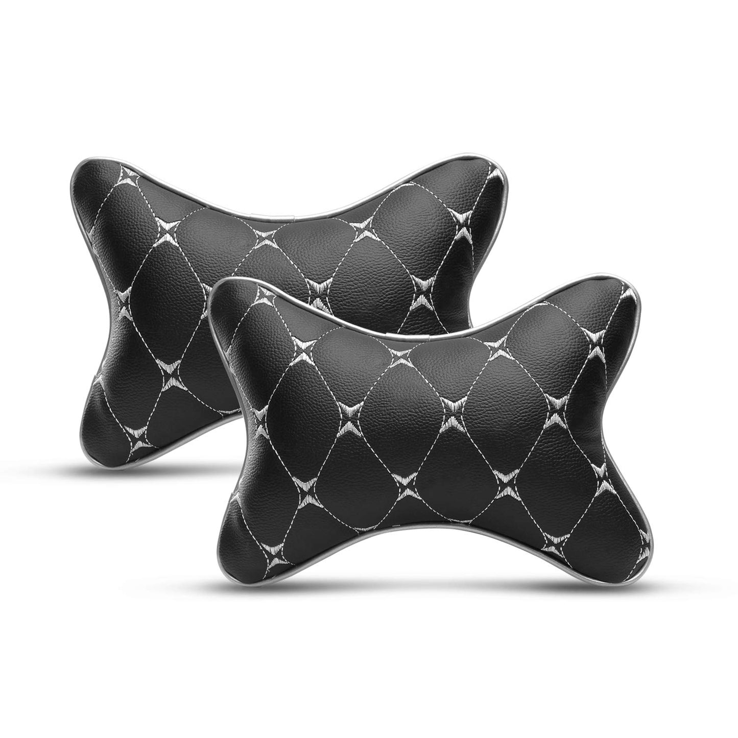 Auto Hub Faux Leather Car Neck Rest for All Cars for Neck Support Car Cushion for Headrest- Pack of 2