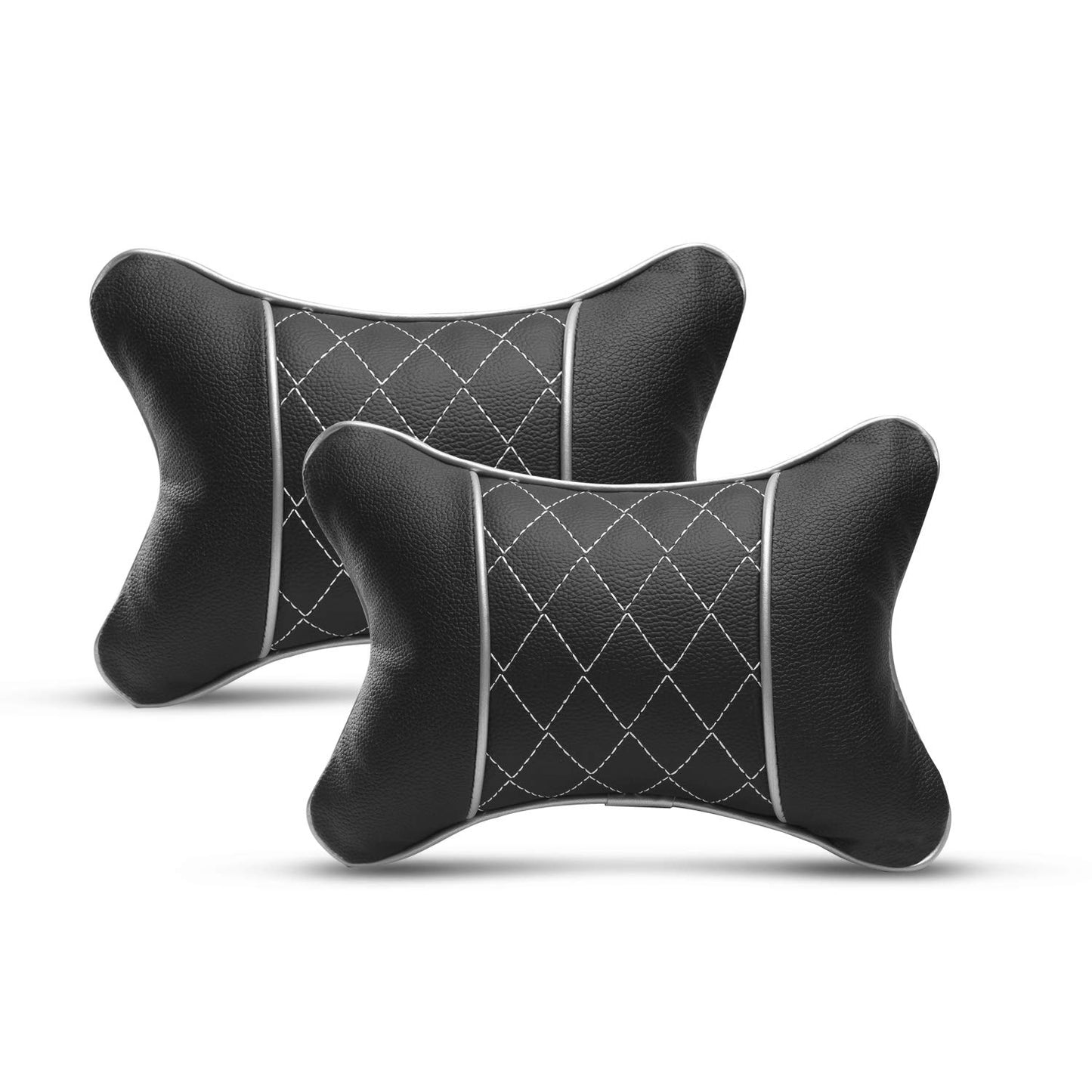 Auto Hub Faux Leather Car Neck Rest for All Cars for Neck Support Car Cushion for Headrest- Pack of 2