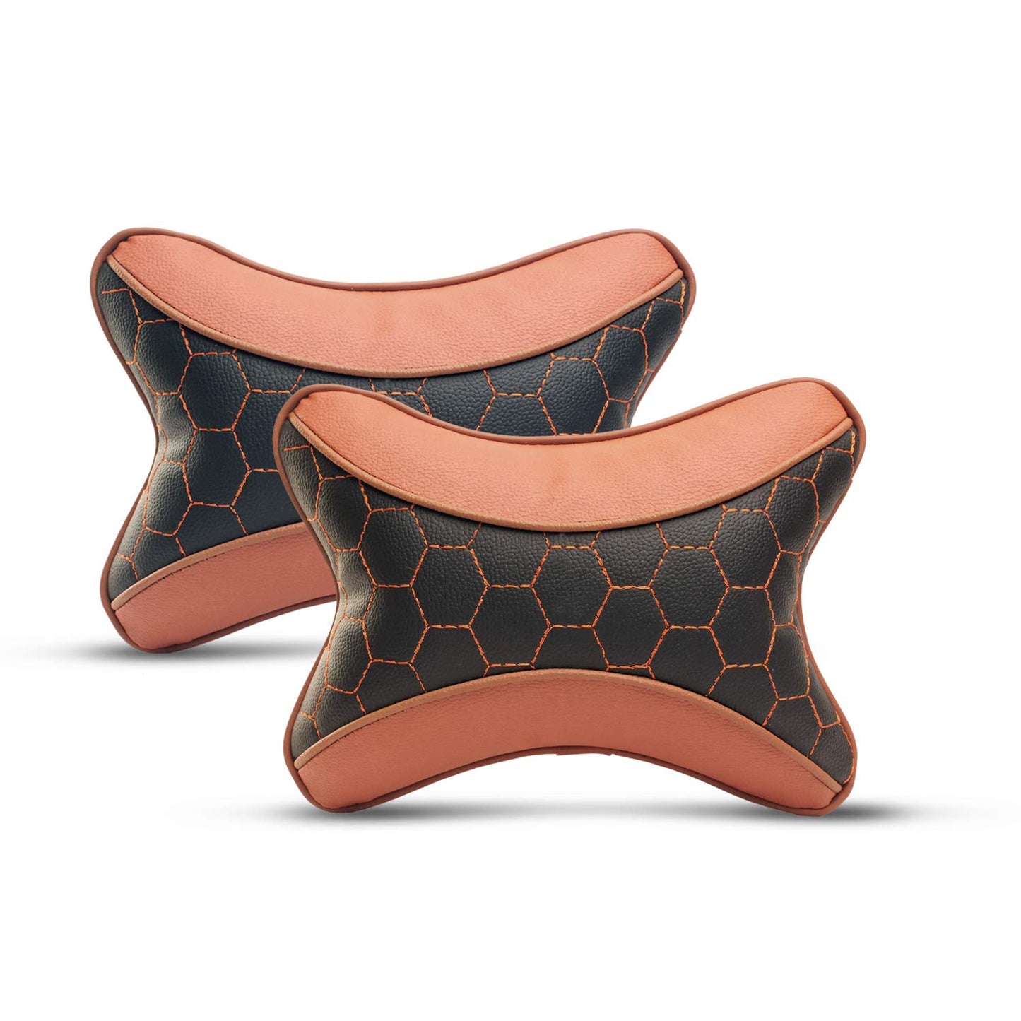 Auto Hub Faux Leather Car Neck Rest for All Cars for Neck Support Car Cushion for Headrest- Pack of 2
