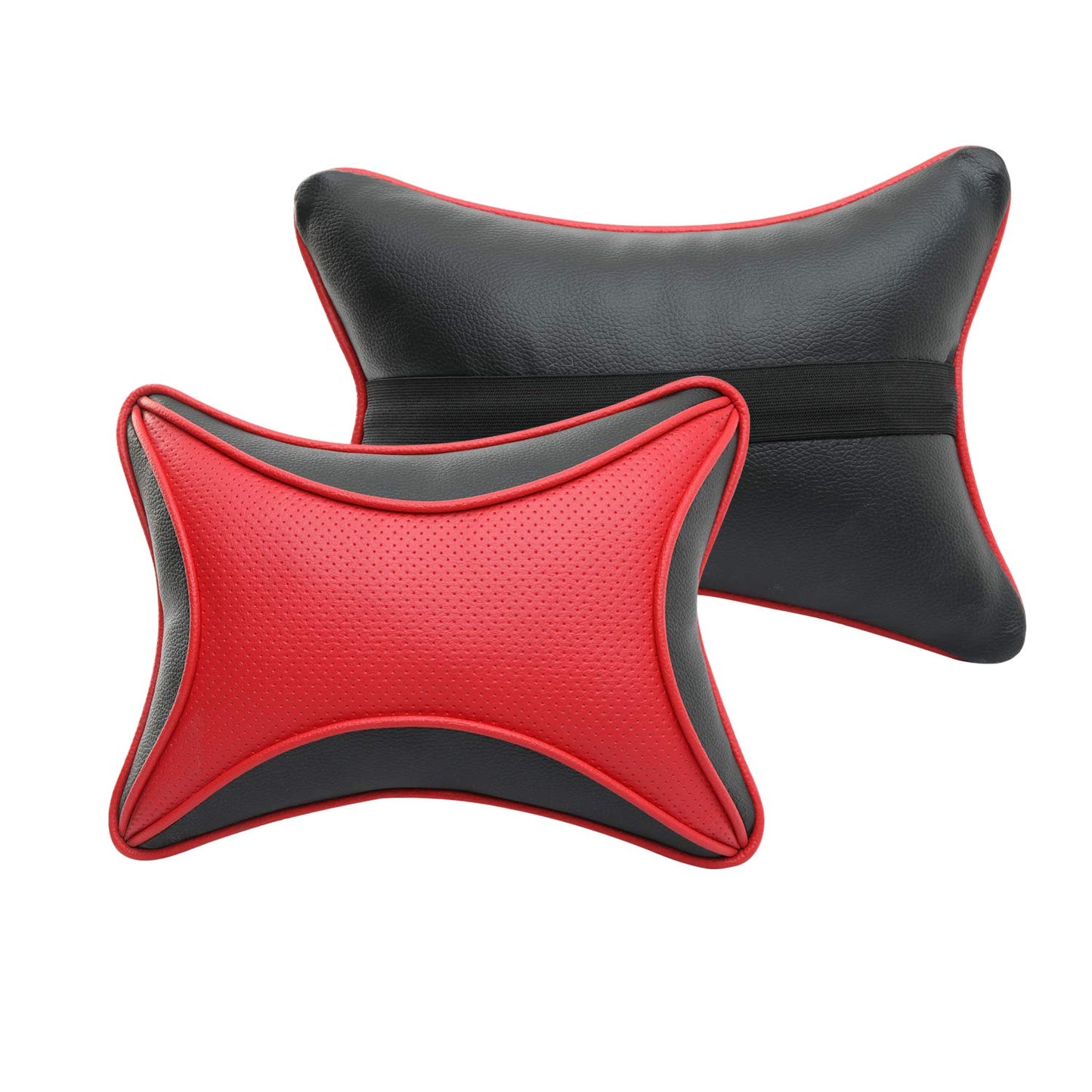 Auto Hub Car Faux Leather Neck Rest Pillow / Cushion for All Cars- Pack of 2