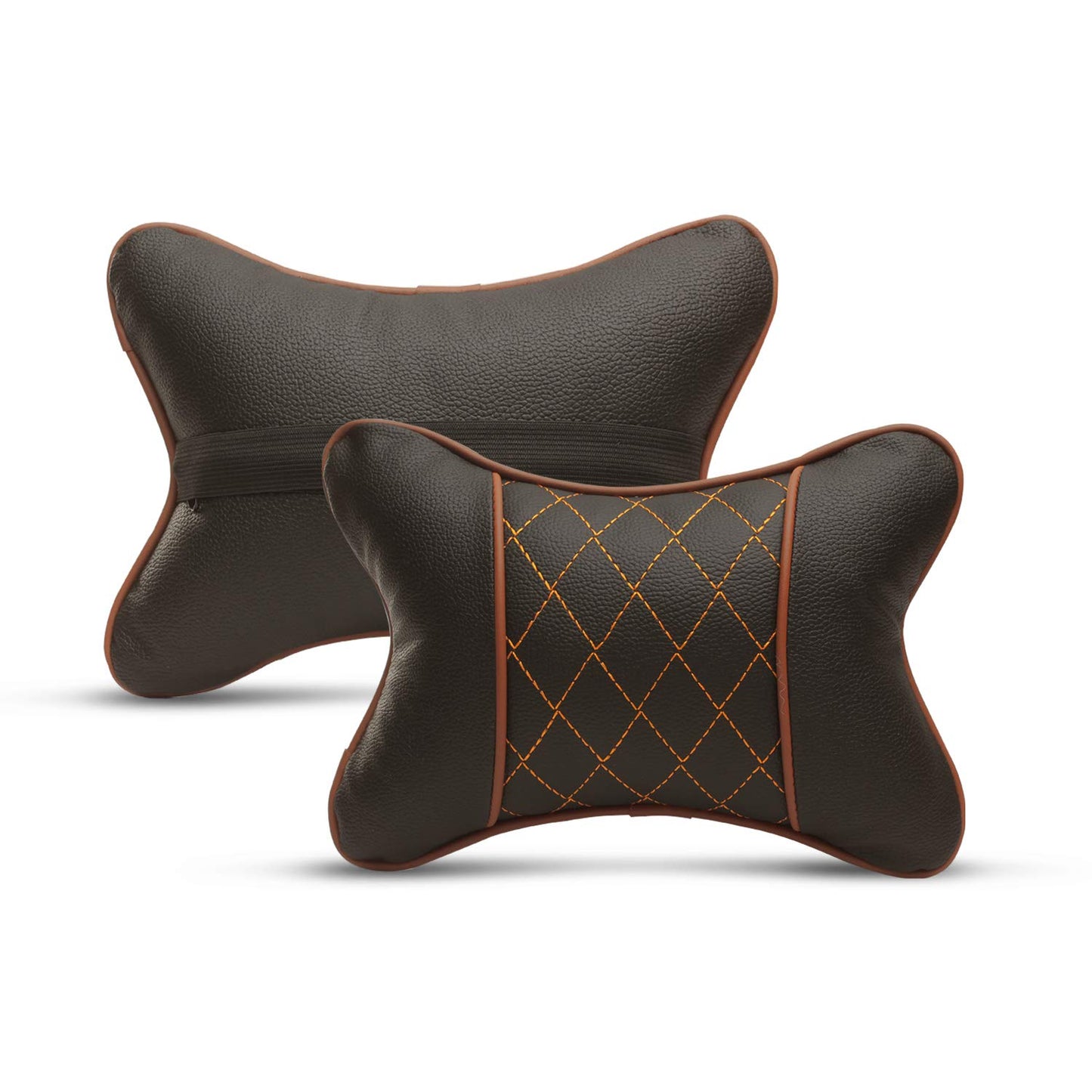 Auto Hub Faux Leather Car Neck Rest for All Cars for Neck Support Car Cushion for Headrest- Pack of 2