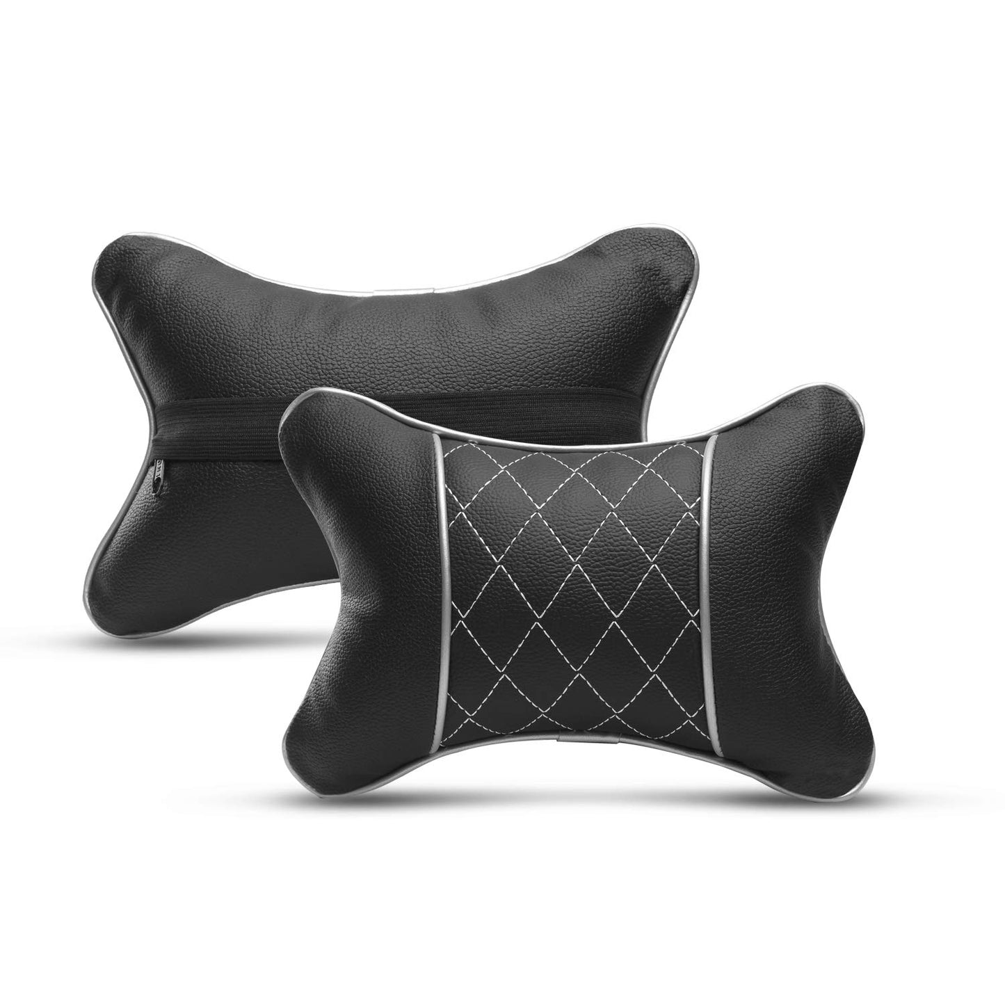 Auto Hub Faux Leather Car Neck Rest for All Cars for Neck Support Car Cushion for Headrest- Pack of 2