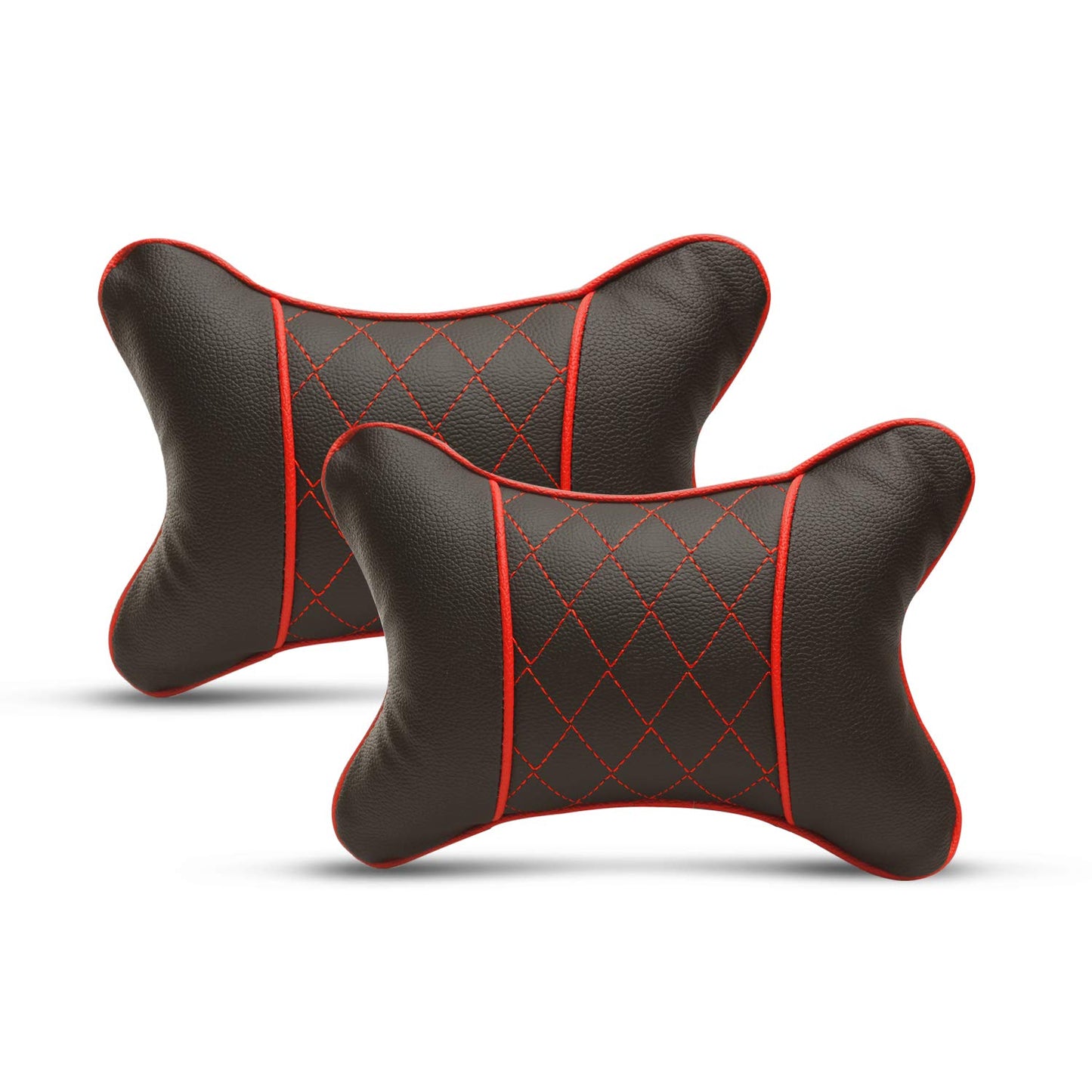 Auto Hub Faux Leather Car Neck Rest for All Cars for Neck Support Car Cushion for Headrest- Pack of 2