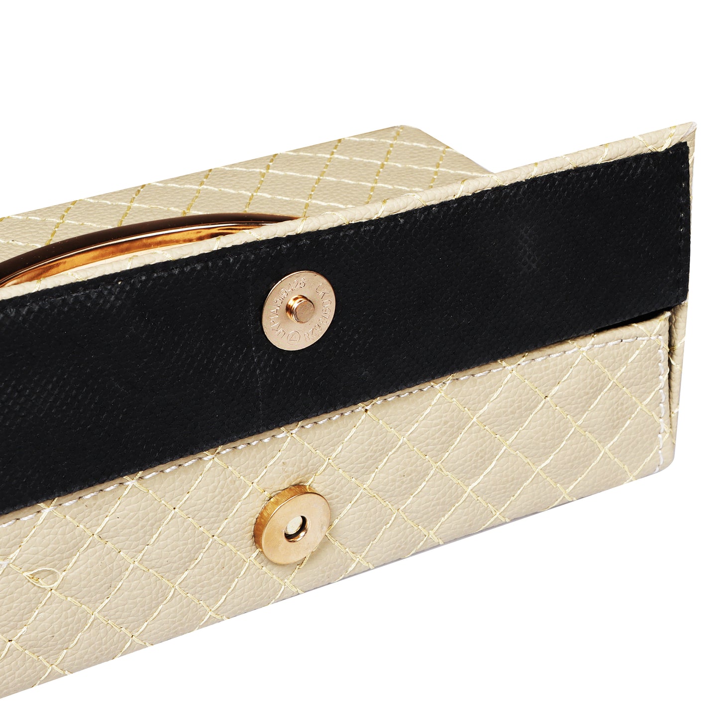 Auto Hub Faux Leather Car Tissue Box Holder, Tissue Paper Holder for Car with 100 Tissue Paper - Cross Texture -Beige