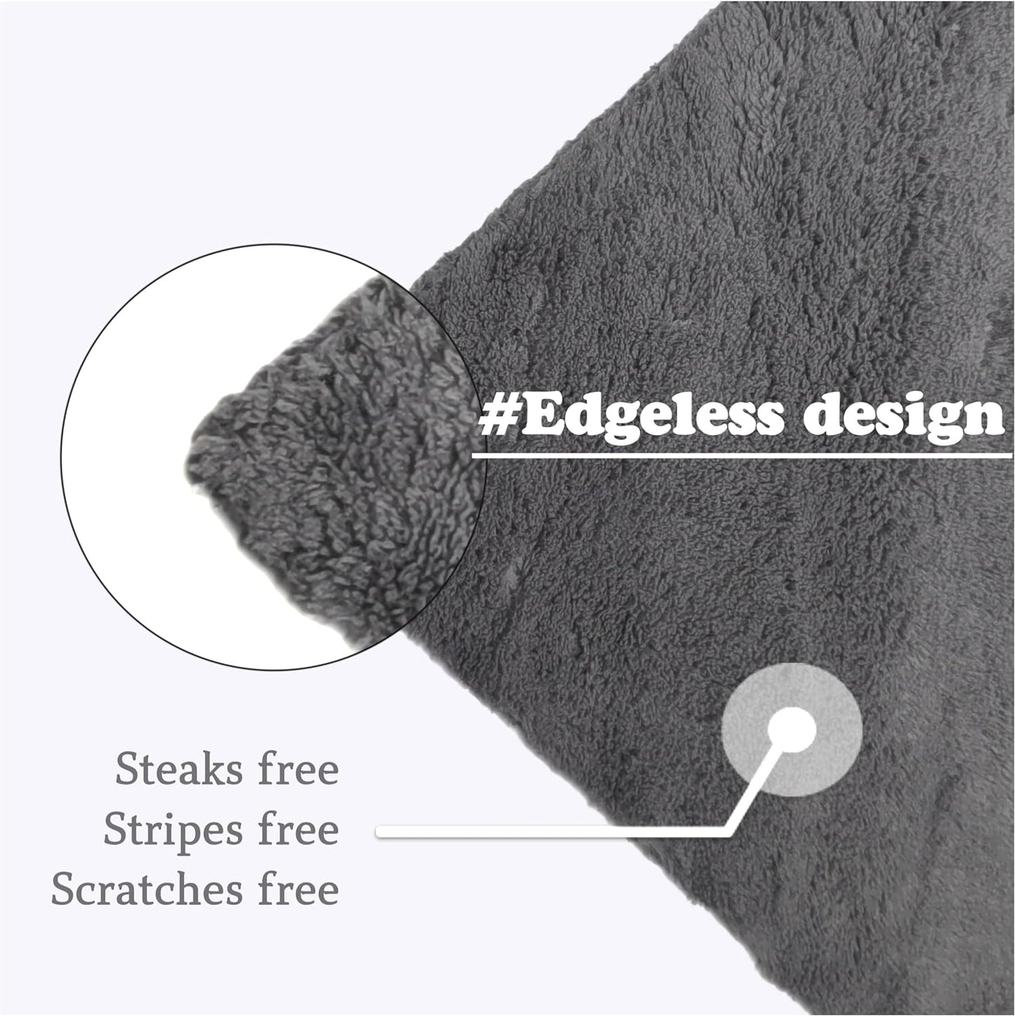 Ultra Soft 600GSM Microfiber Edgless & Dual Sided cloth 40x40 CM Grey